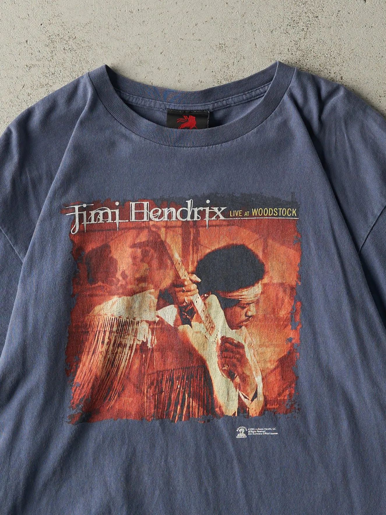 Vintage 00' Slate Blue Jimi Hendrix Live At Woodstock Tee (M/L) sold by Rebalance Vintage product image thumbnail 3