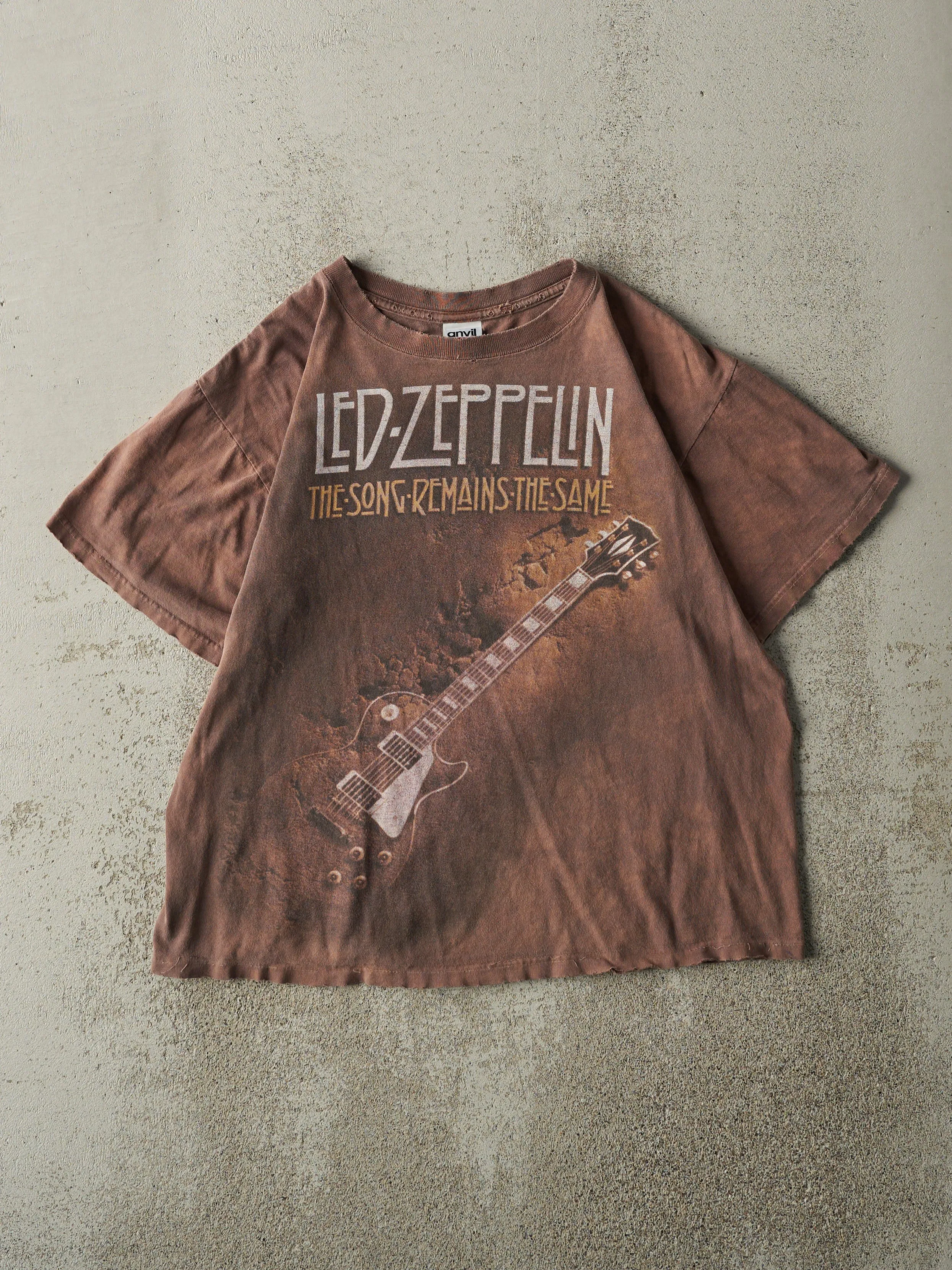 Vintage Y2K Sun Faded Brown Led Zeppelin The Song Remains the Same Tee (M) sold by Rebalance Vintage
