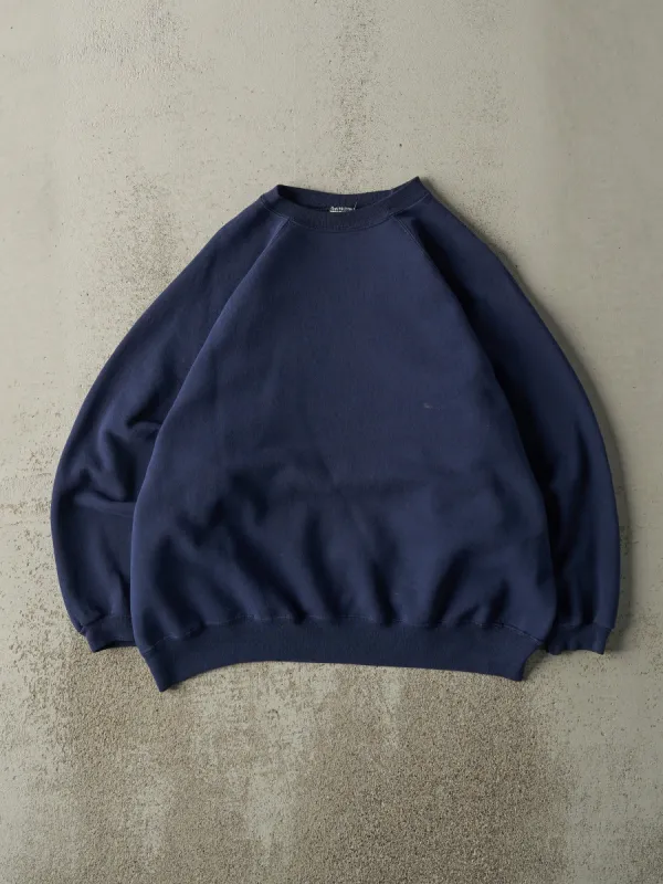 Vintage 90s Navy Blue Blank Boxy Crewneck (L) sold by Rebalance Vintage