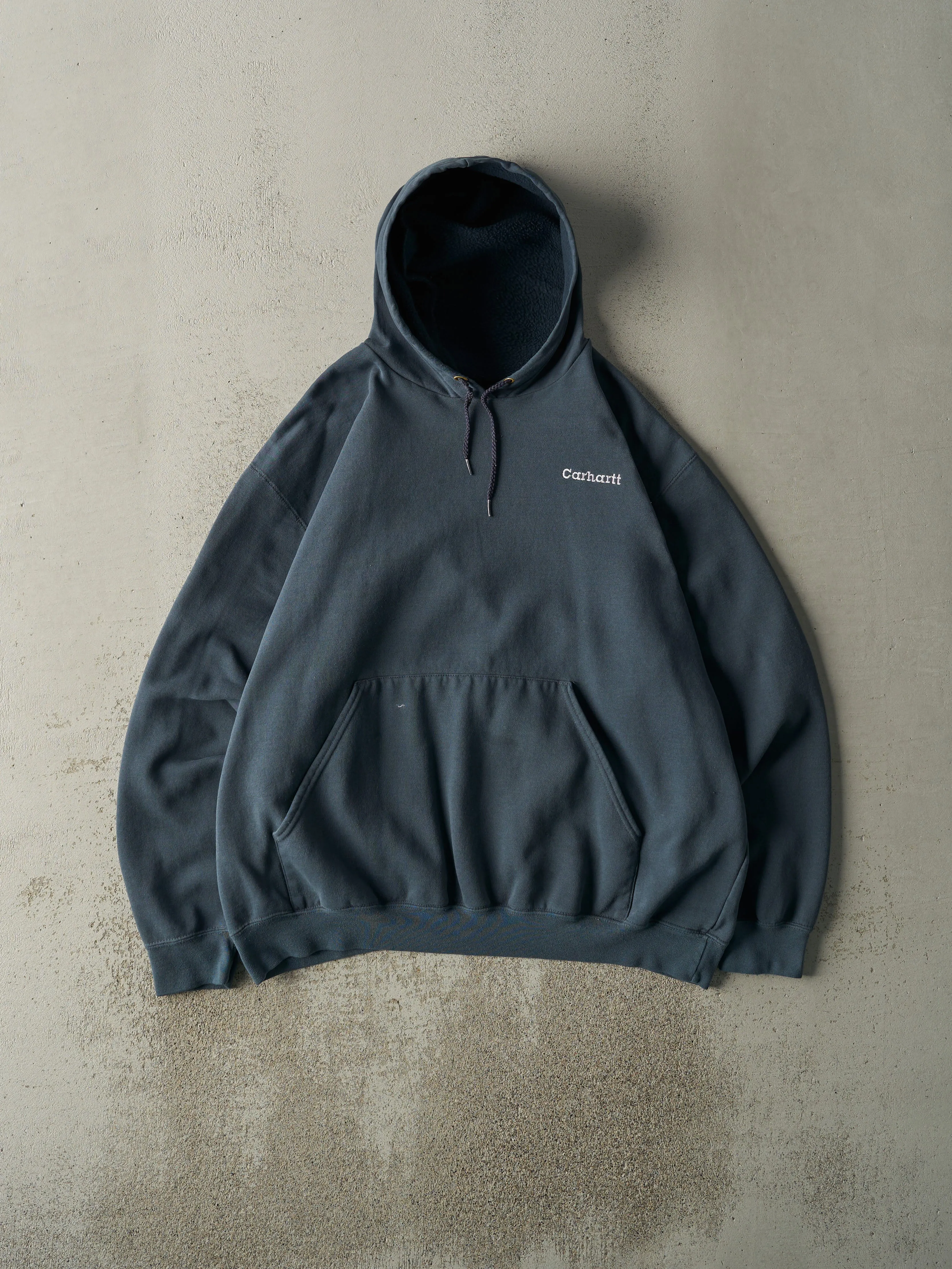 Vintage 90s Blue Embroidered Carhartt Hoodie (XL/XXL) sold by Rebalance Vintage