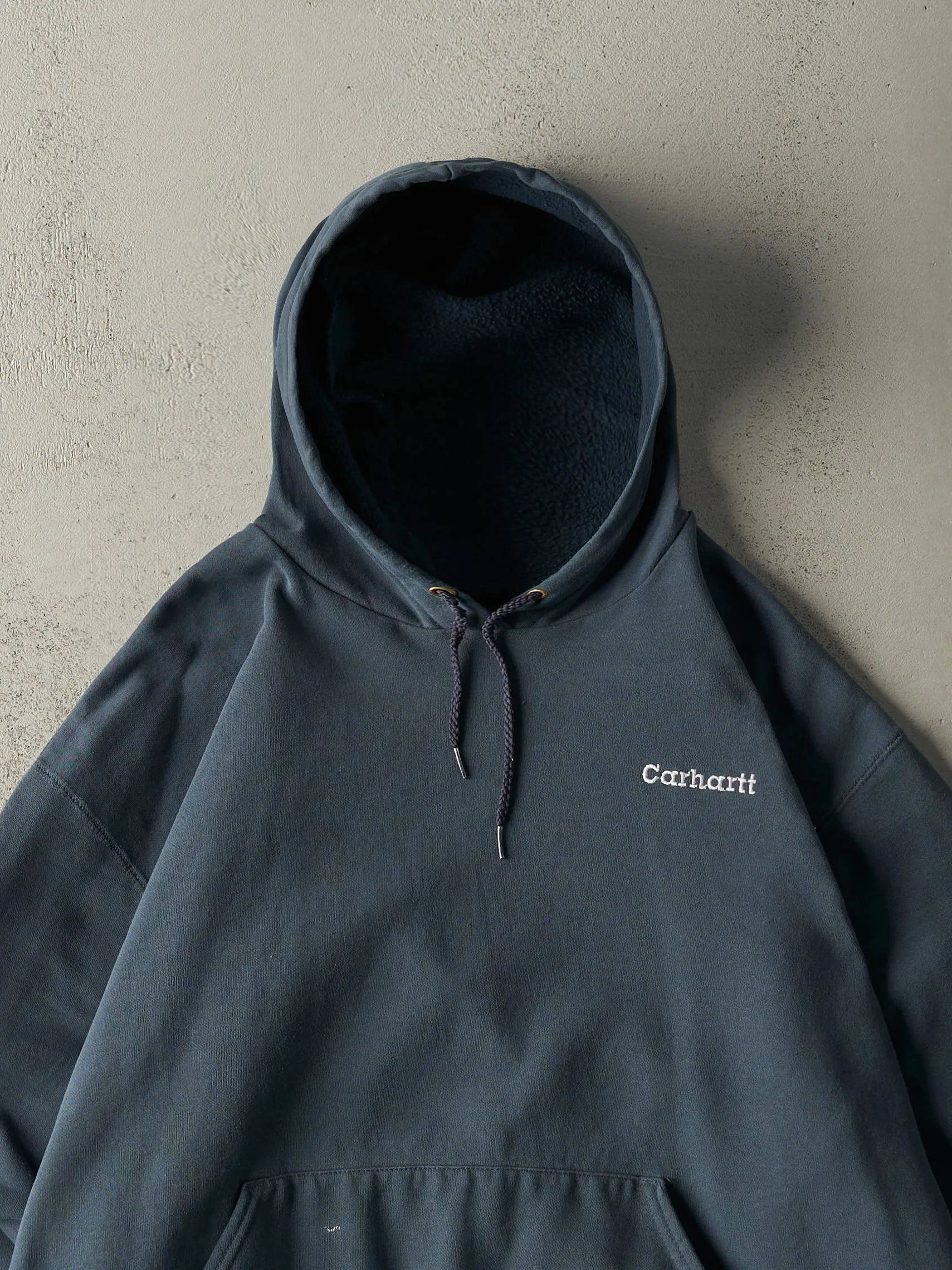Vintage 90s Blue Embroidered Carhartt Hoodie (XL/XXL) sold by Rebalance Vintage product image thumbnail 2