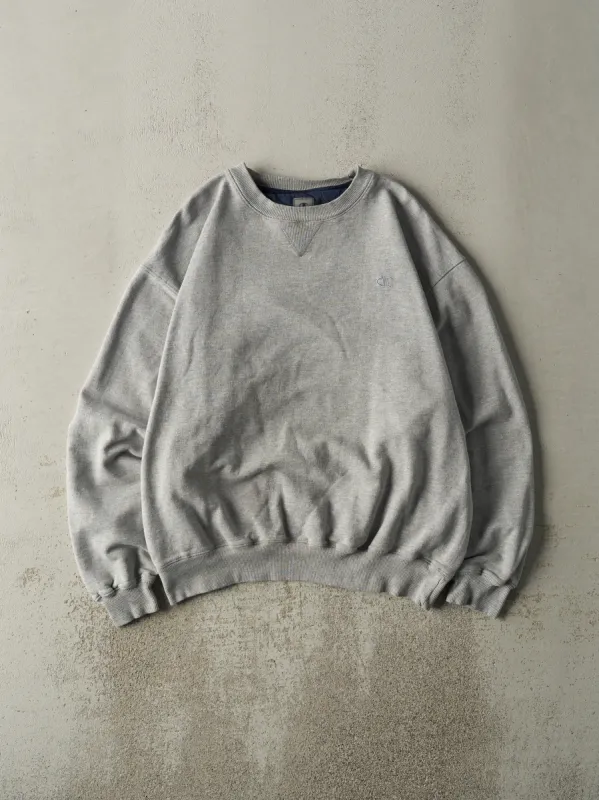 Vintage Y2K Grey Embroidered Champion Crewneck (L/XL) sold by Rebalance Vintage