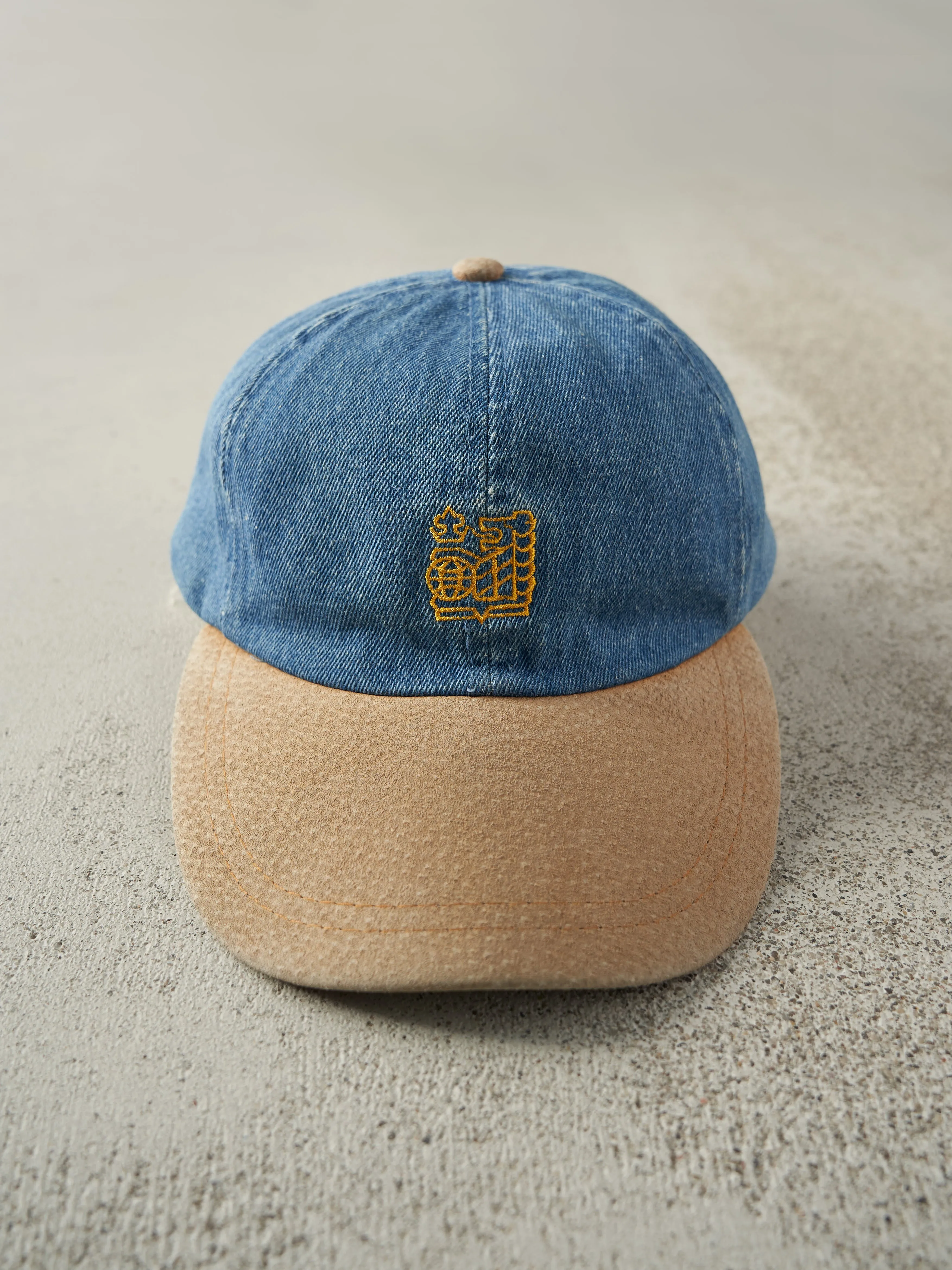 Vintage 90s Denim & Beige Embroidered Two Tone Leather Strap back sold by Rebalance Vintage