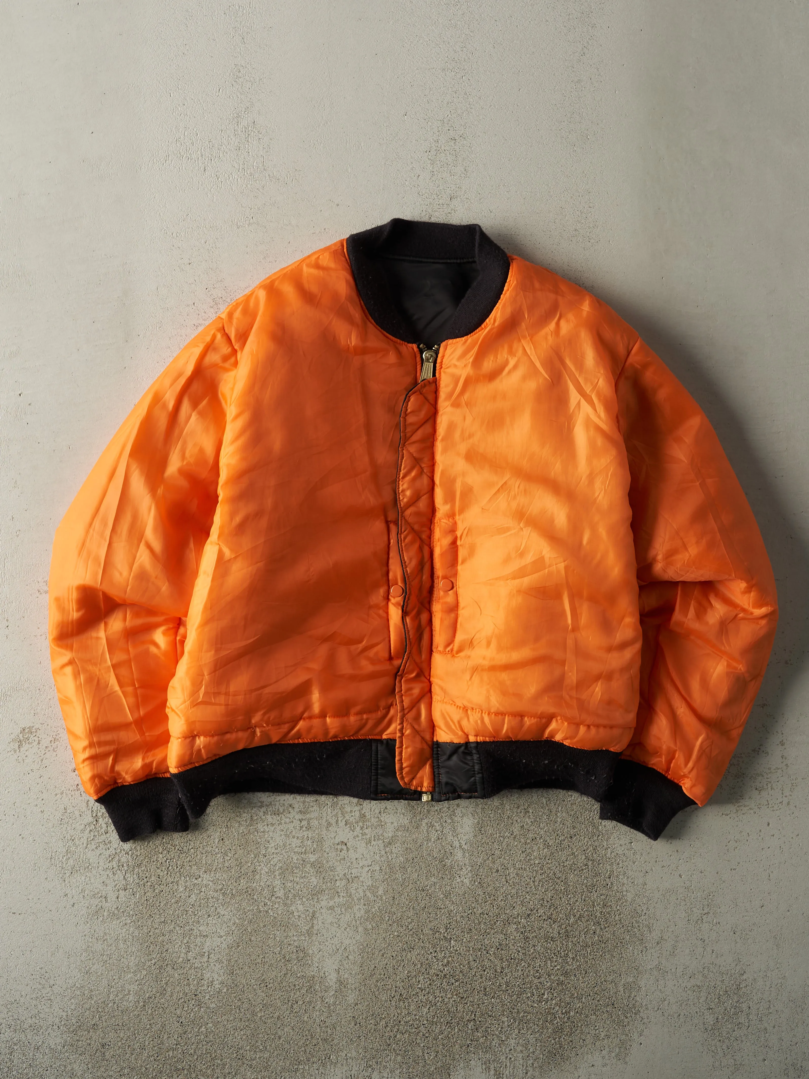 Vintage 90s Black & Orange Reversible Bomber Flight Jacket (XL) sold by Rebalance Vintage product image thumbnail 3