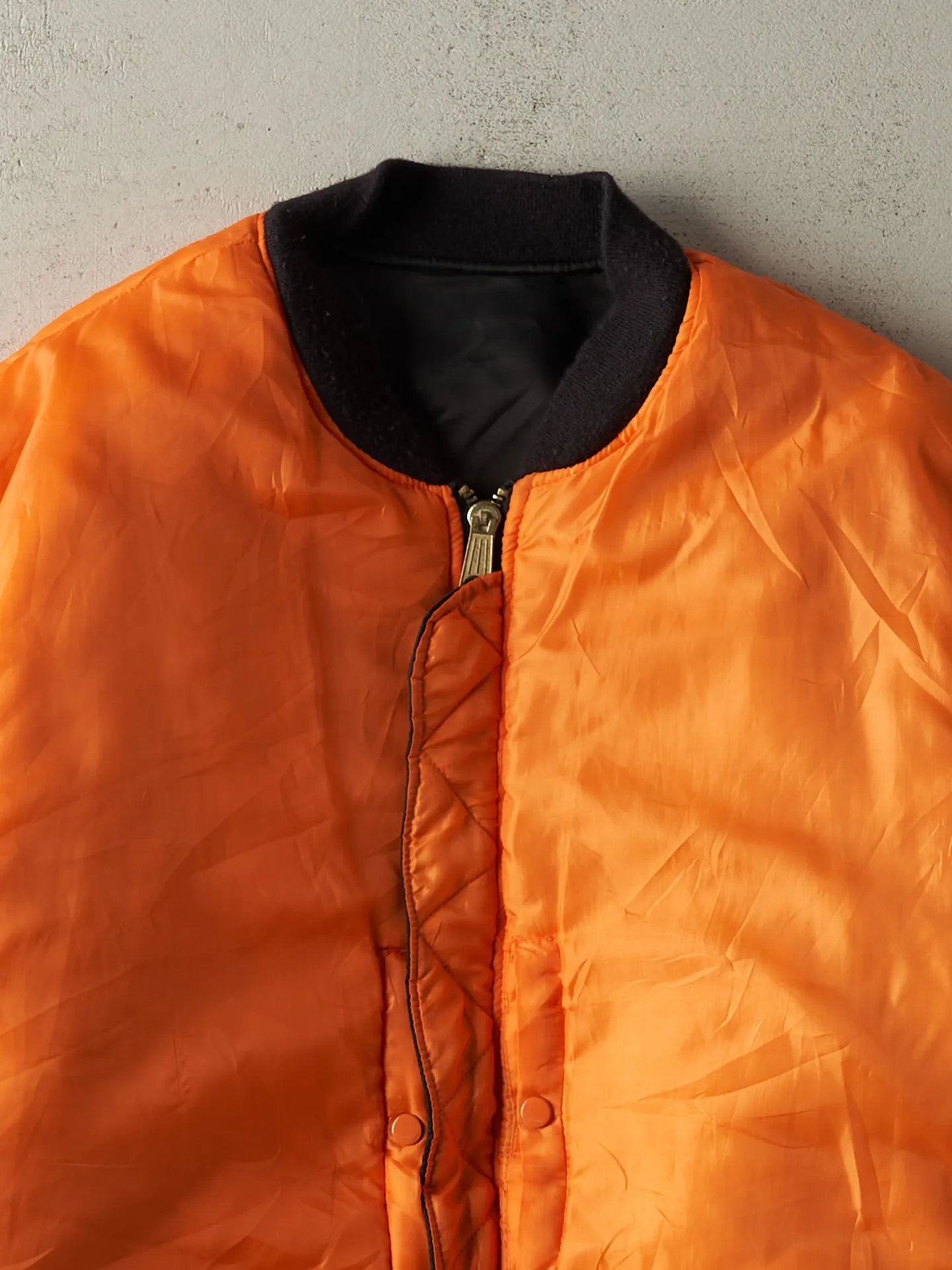 Vintage 90s Black & Orange Reversible Bomber Flight Jacket (XL) sold by Rebalance Vintage product image thumbnail 5