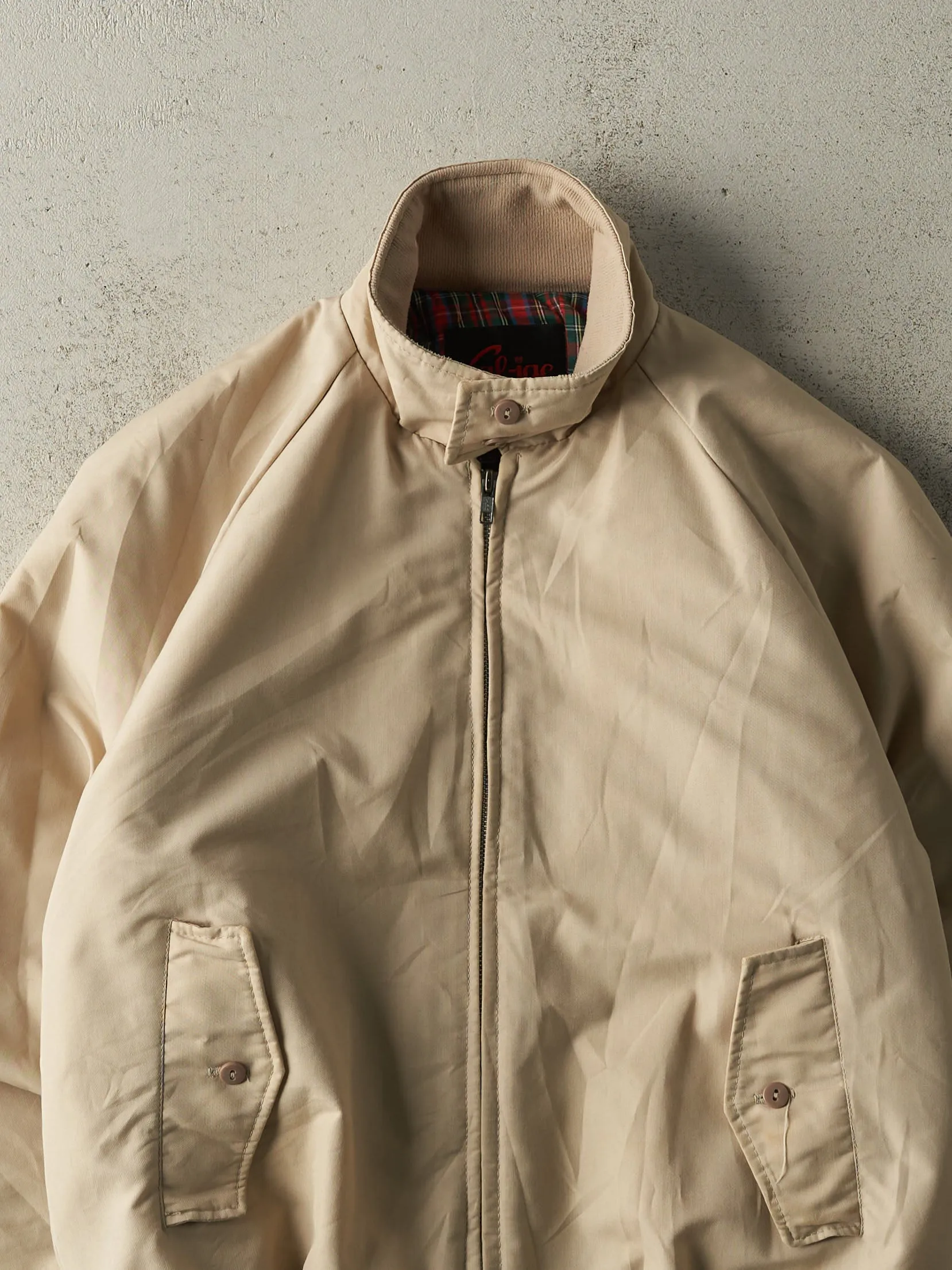 Vintage 80s Beige Flannel Lined Harrington Jacket (M) sold by Rebalance Vintage product image thumbnail 4