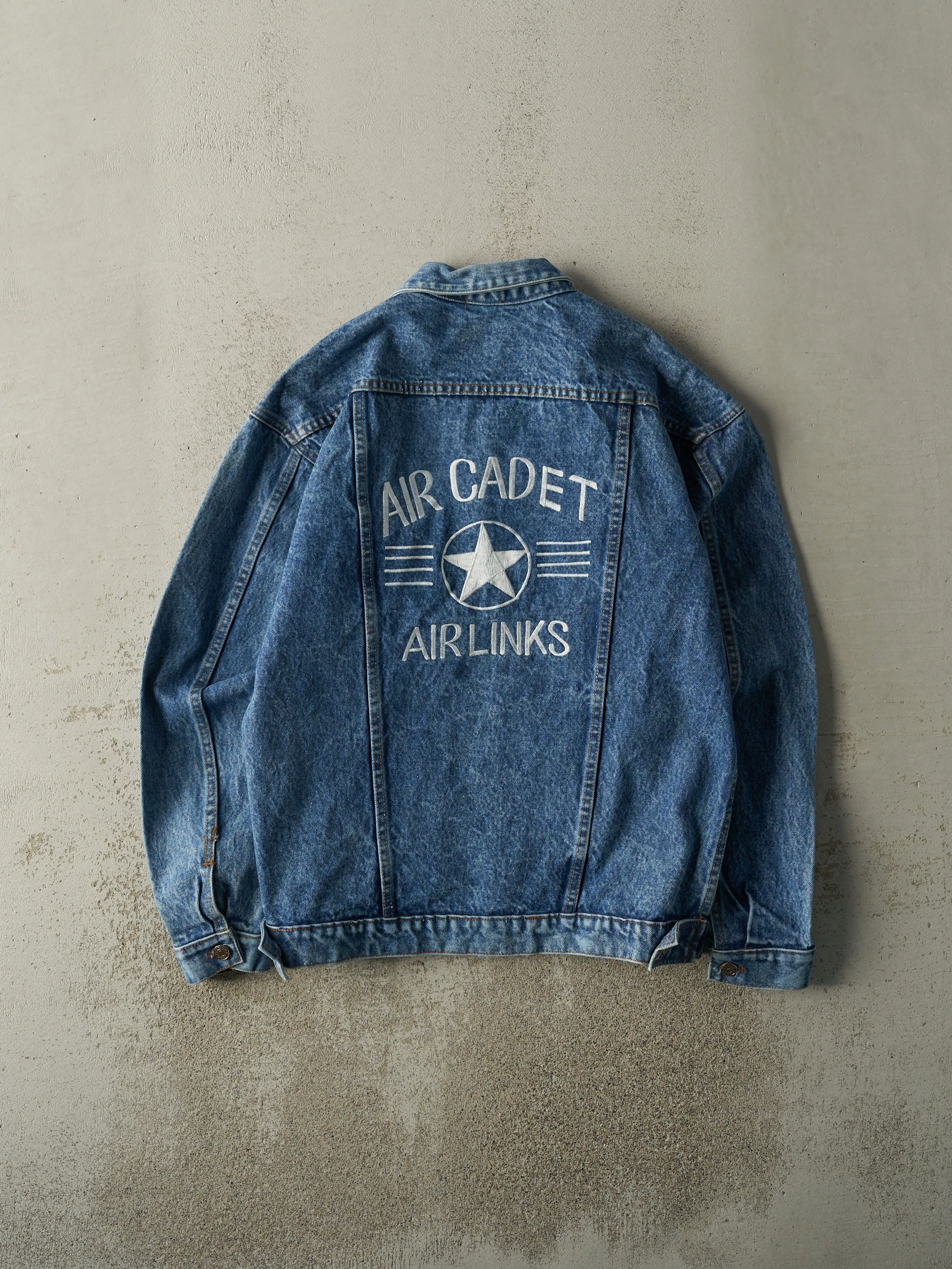Vintage 90s Mid Wash Embroidered Air Cadet Jean Jacket (L/XL) sold by Rebalance Vintage product image thumbnail 2