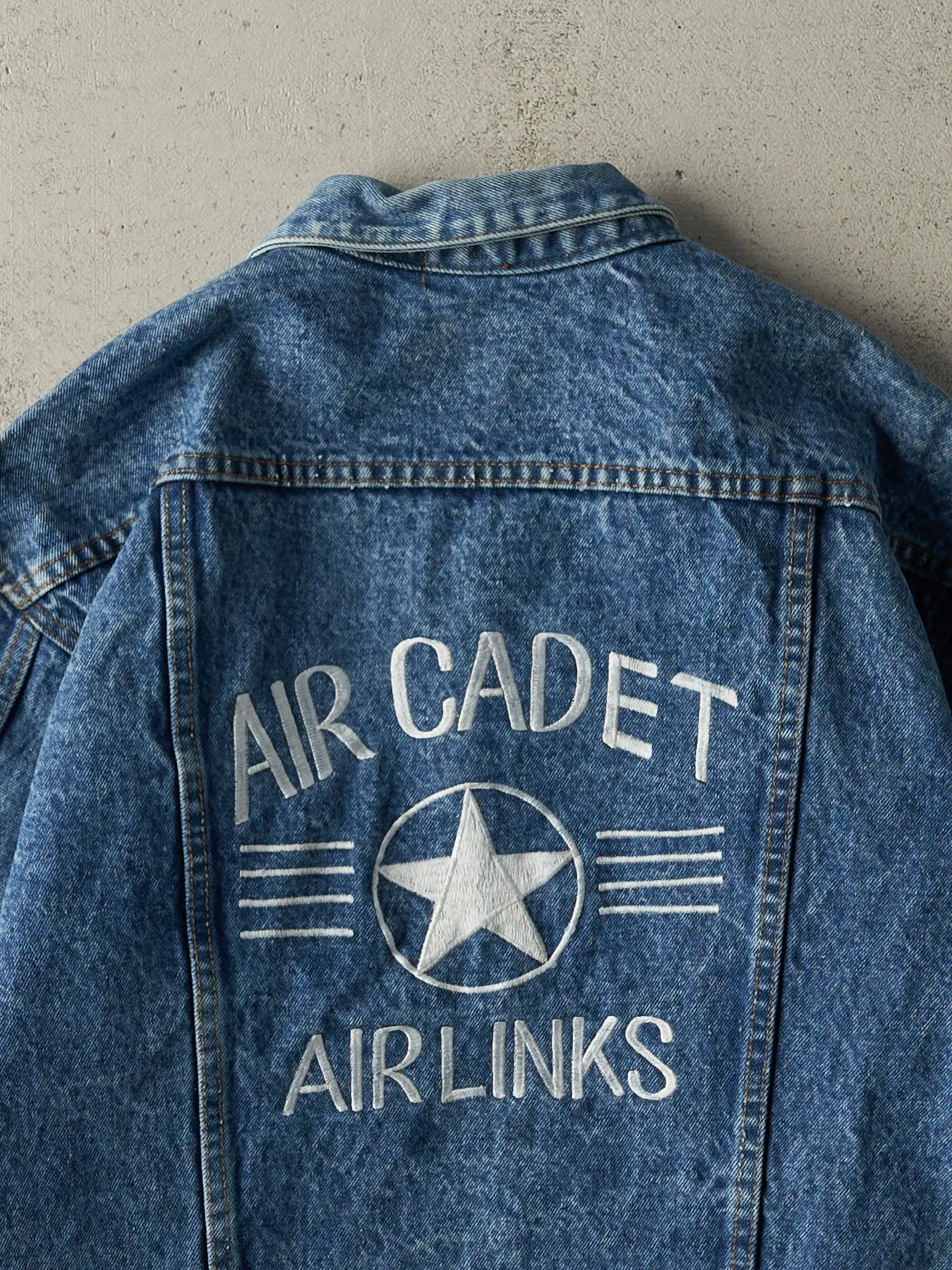Vintage 90s Mid Wash Embroidered Air Cadet Jean Jacket (L/XL) sold by Rebalance Vintage product image thumbnail 4
