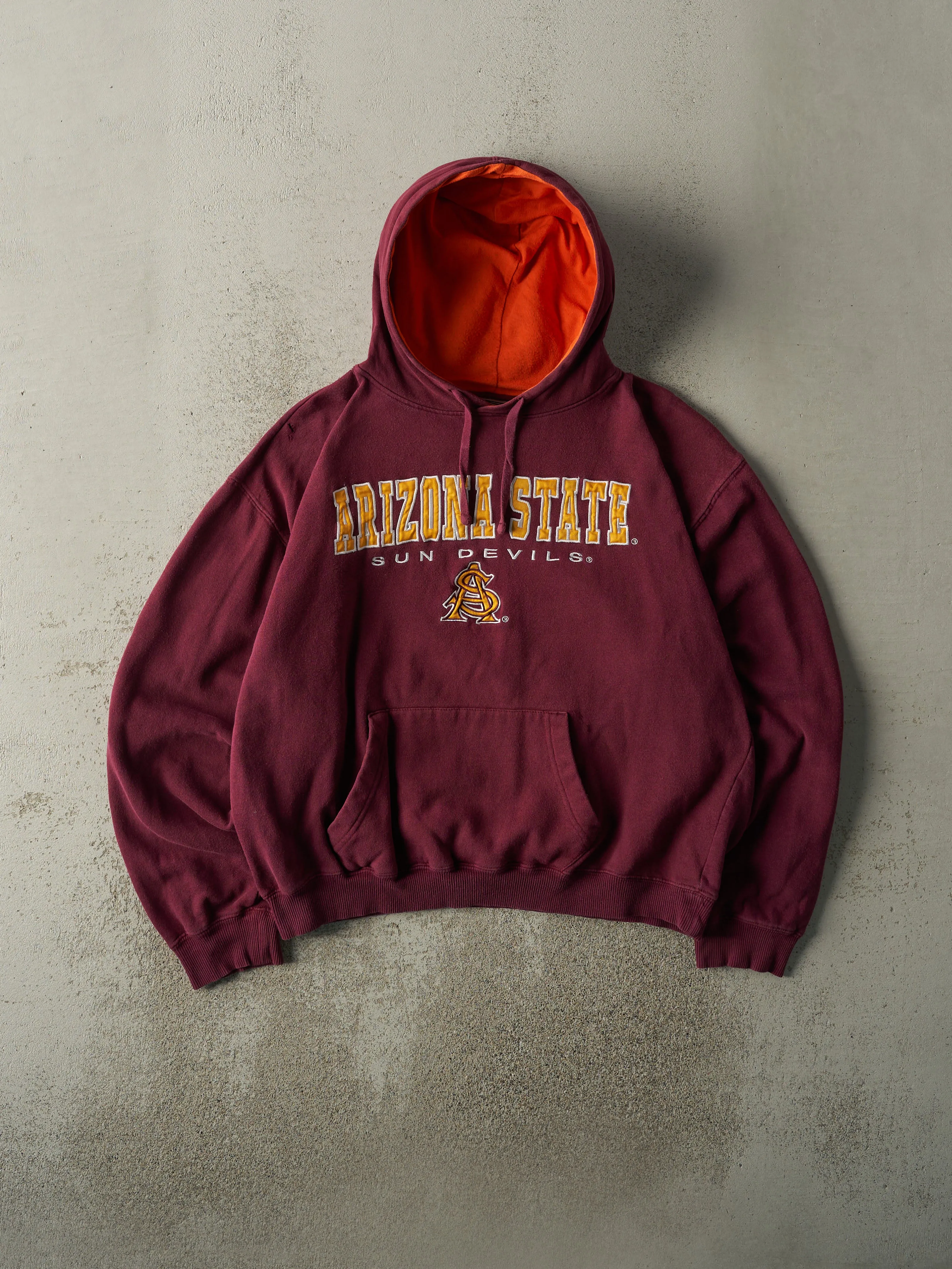 Vintage Y2K Burgundy Embroidered Arizona State Sun Devils Hoodie (L/XL) sold by Rebalance Vintage