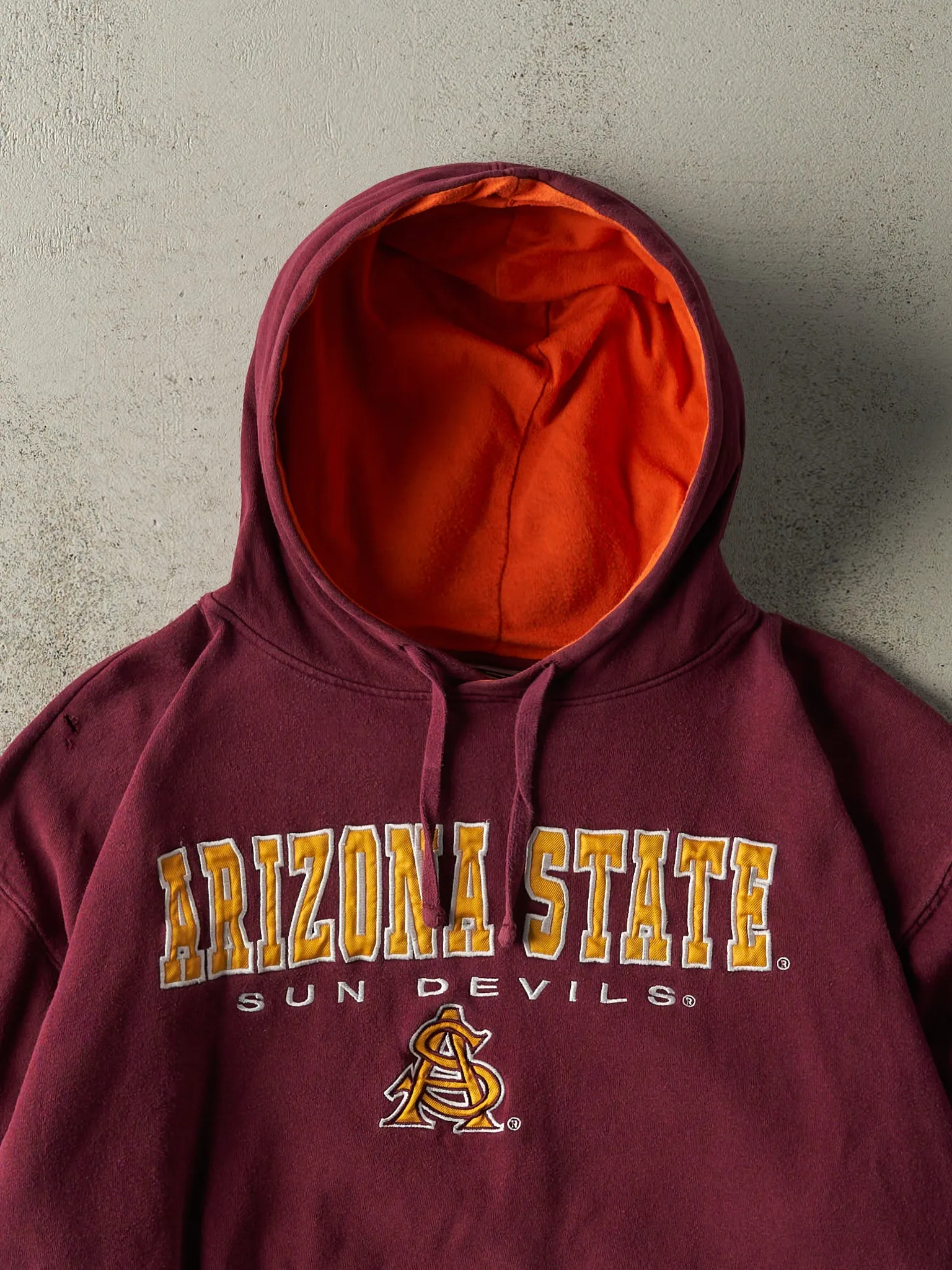 Vintage Y2K Burgundy Embroidered Arizona State Sun Devils Hoodie (L/XL) sold by Rebalance Vintage product image thumbnail 2