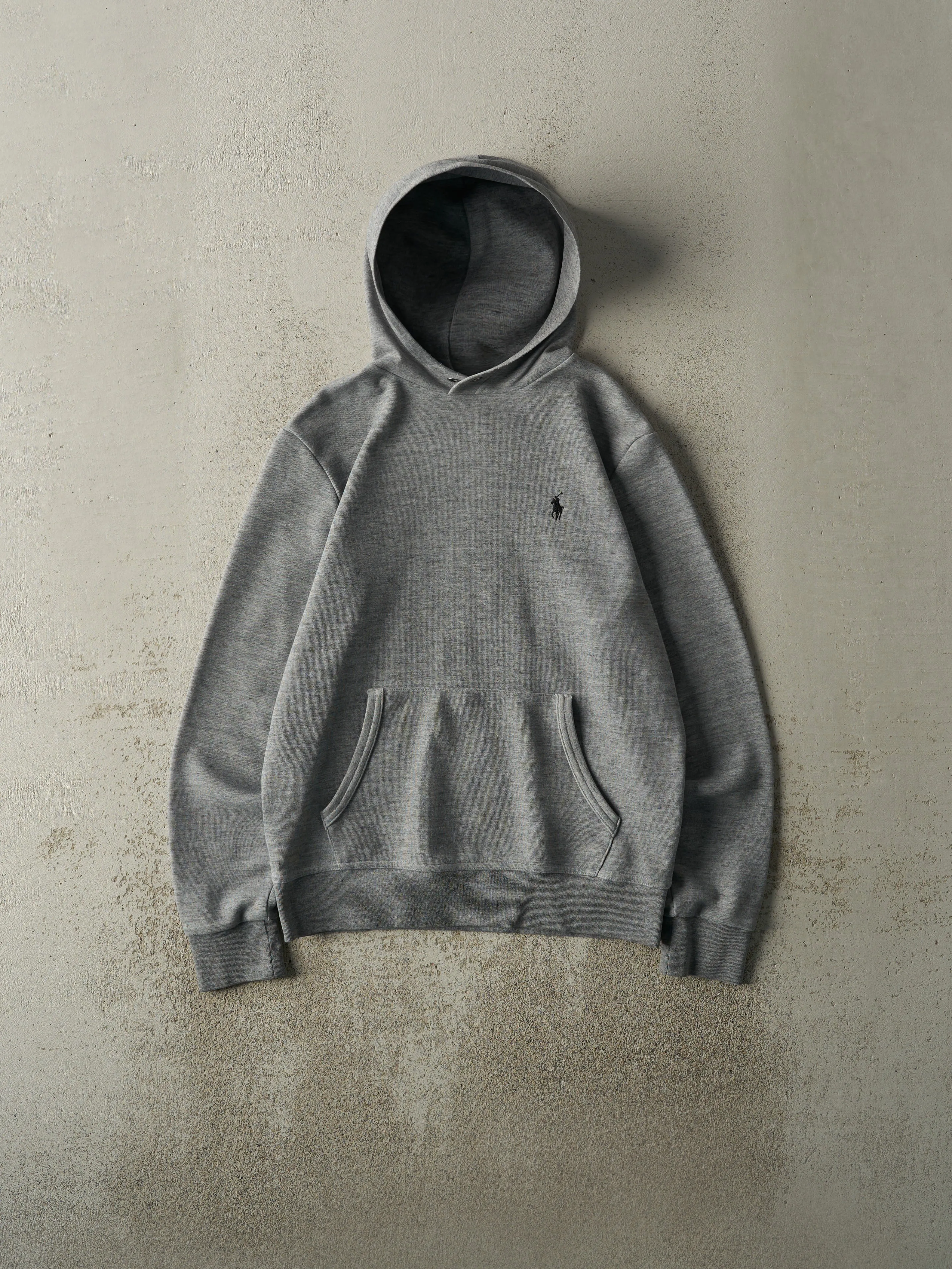 Vintage Y2K Grey Embroidered Polo Ralph Lauren Hoodie (S) sold by Rebalance Vintage