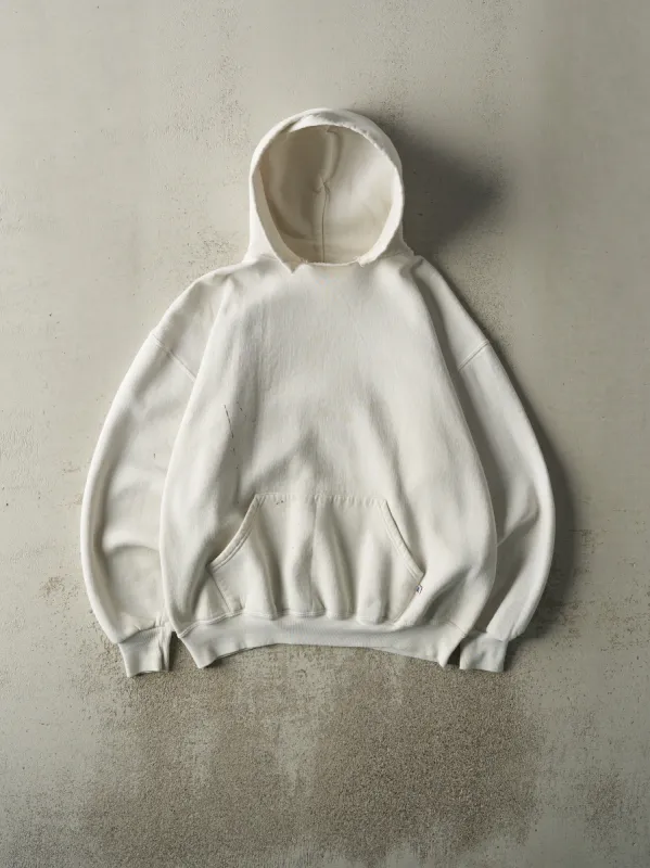 Vintage 90s White Russell Athletic Blank Boxy Hoodie (L) sold by Rebalance Vintage