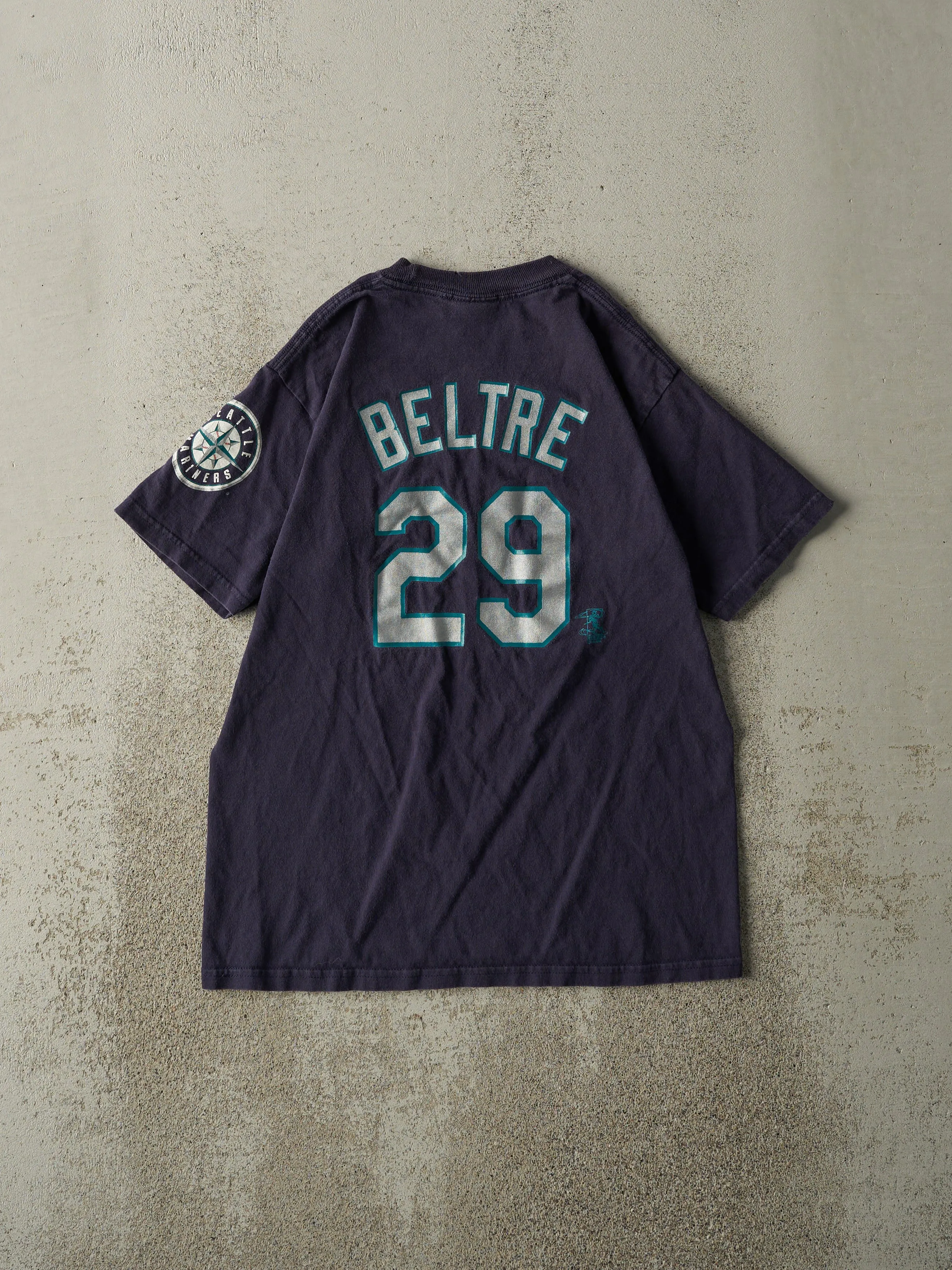 Vintage Y2K Navy Blue Seattle Mariners #29 Adrián Beltré Pérez Player Tee (S) sold by Rebalance Vintage product image thumbnail 2