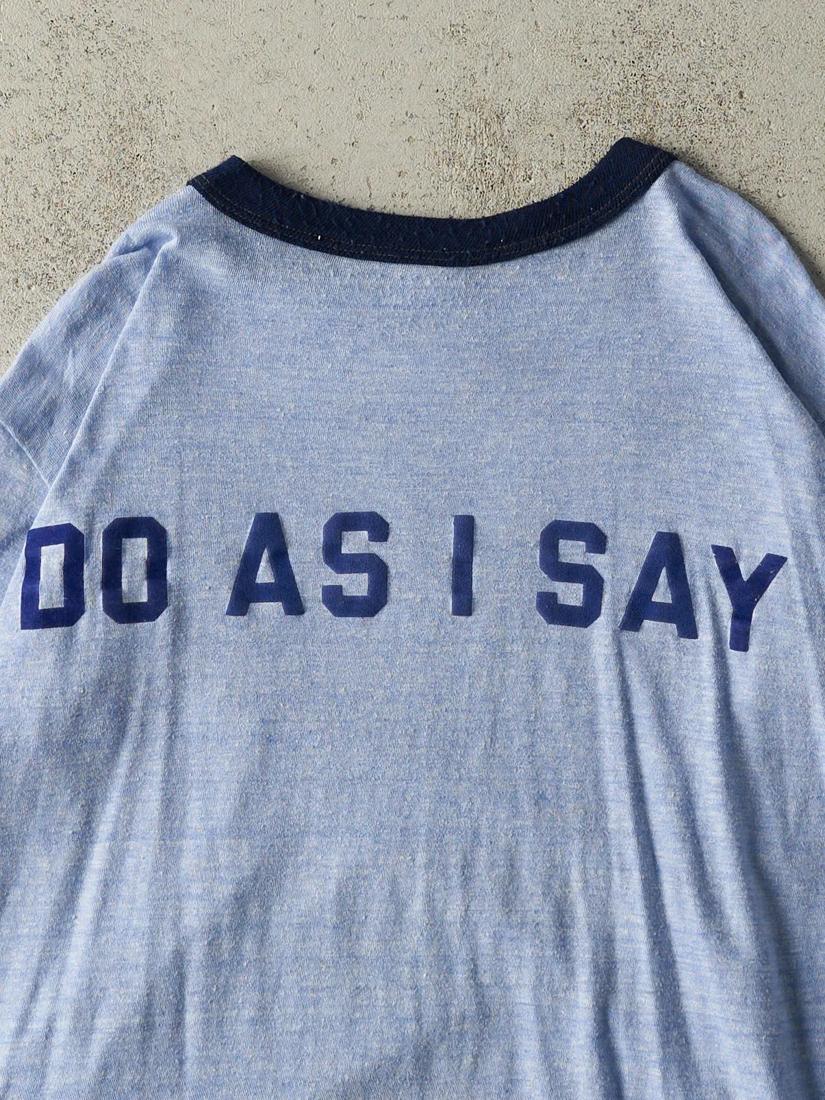 Vintage 80s Blue "Do As I Say Not As I Do" Ringer Tee (M) sold by Rebalance Vintage product image thumbnail 3