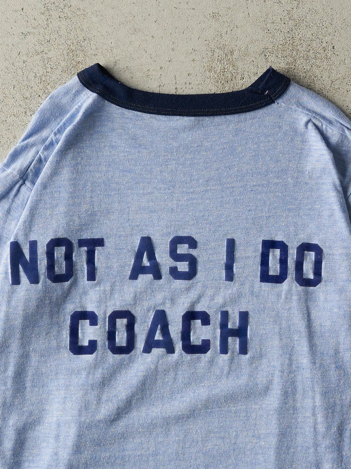 Vintage 80s Blue "Do As I Say Not As I Do" Ringer Tee (M) sold by Rebalance Vintage product image thumbnail 4