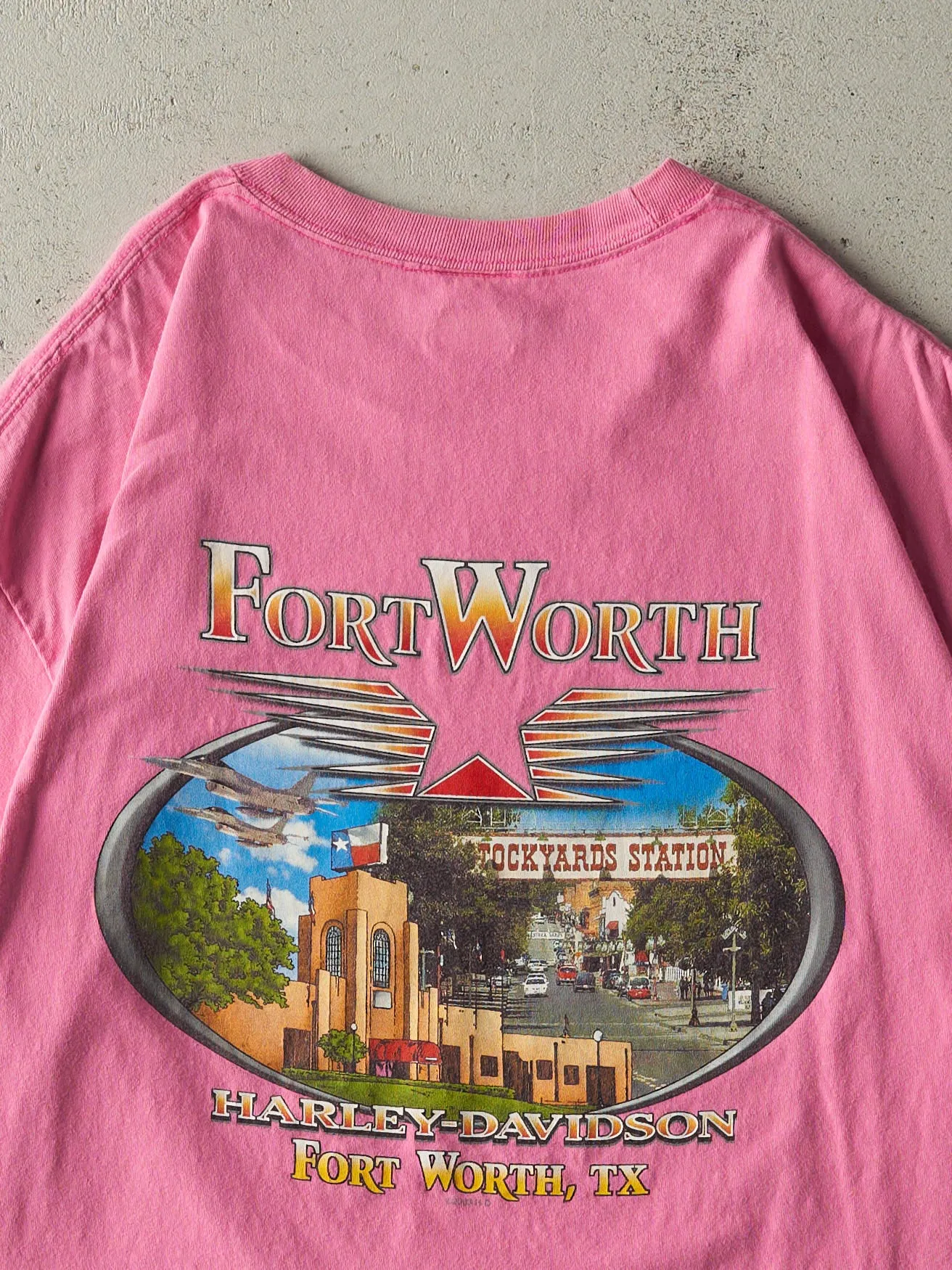 Vintage 10' Pink Fort Worth Texas Harley Davidson Tee (L) sold by Rebalance Vintage product image thumbnail 4