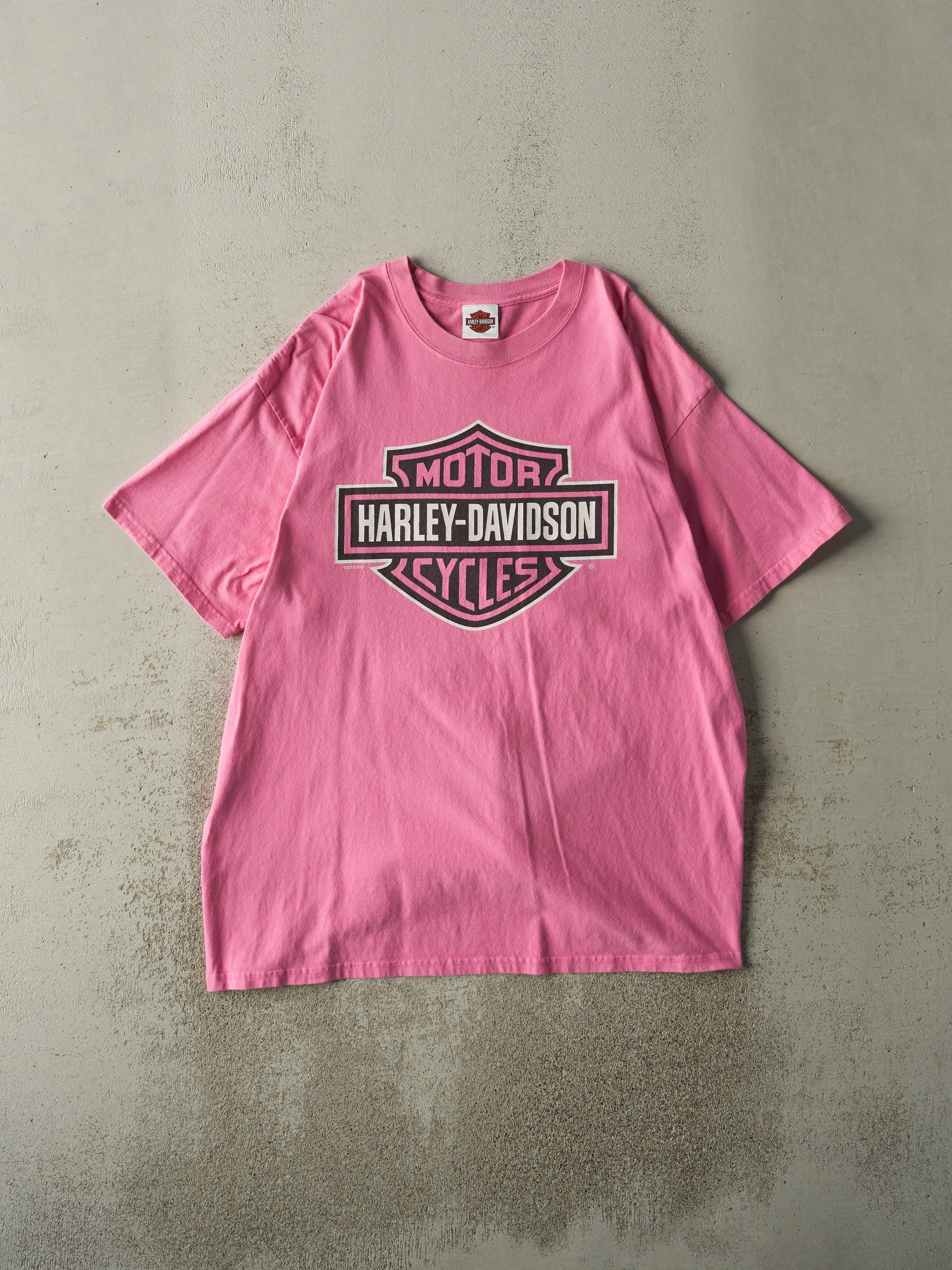 Vintage 10' Pink Fort Worth Texas Harley Davidson Tee (L) sold by Rebalance Vintage