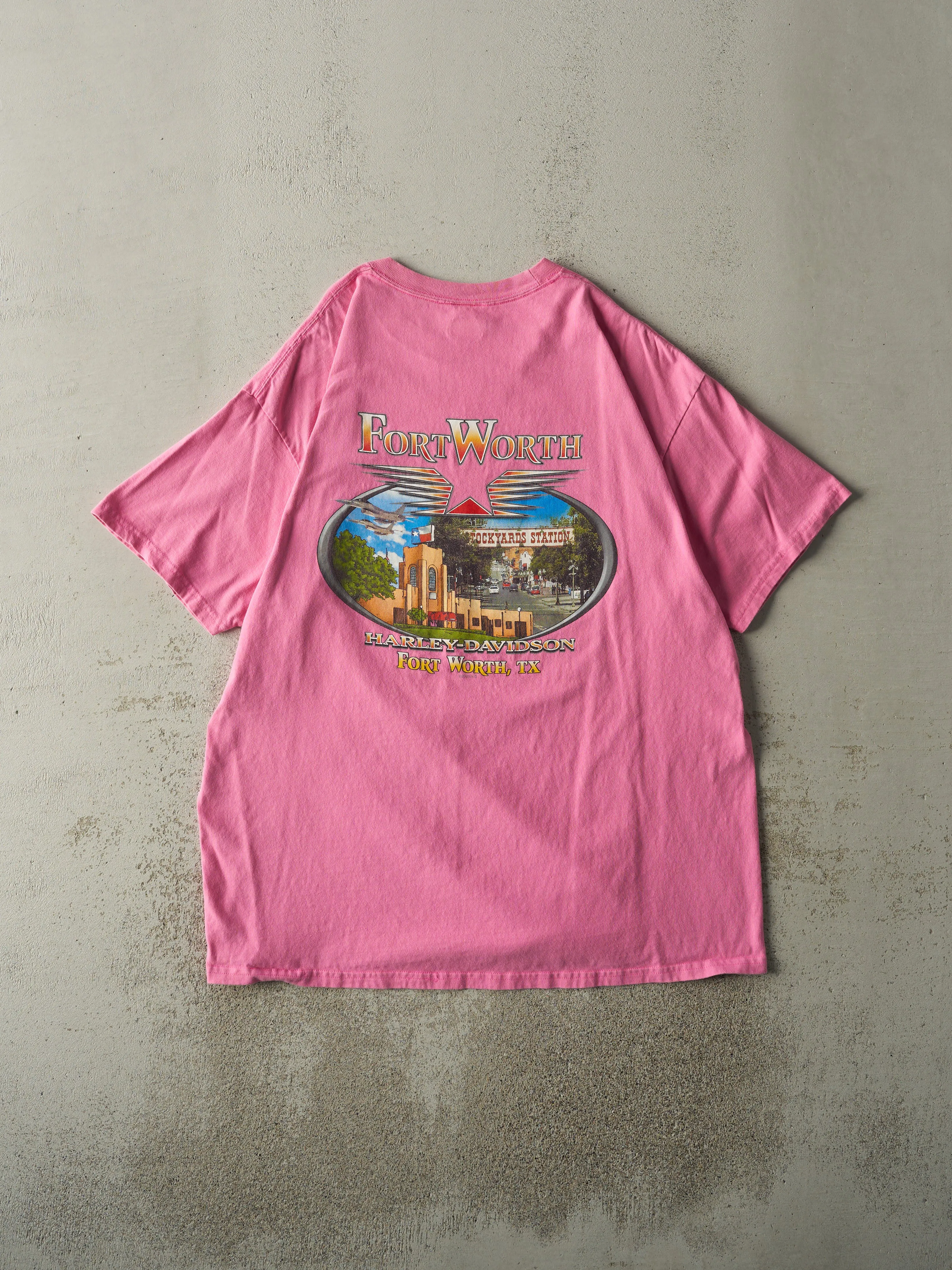 Vintage 10' Pink Fort Worth Texas Harley Davidson Tee (L) sold by Rebalance Vintage product image thumbnail 2