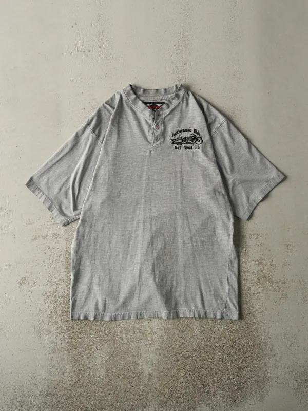 Vintage Y2K Grey Quarter Button Embroidered Florida Motorcycle Tee (M/L) sold by Rebalance Vintage
