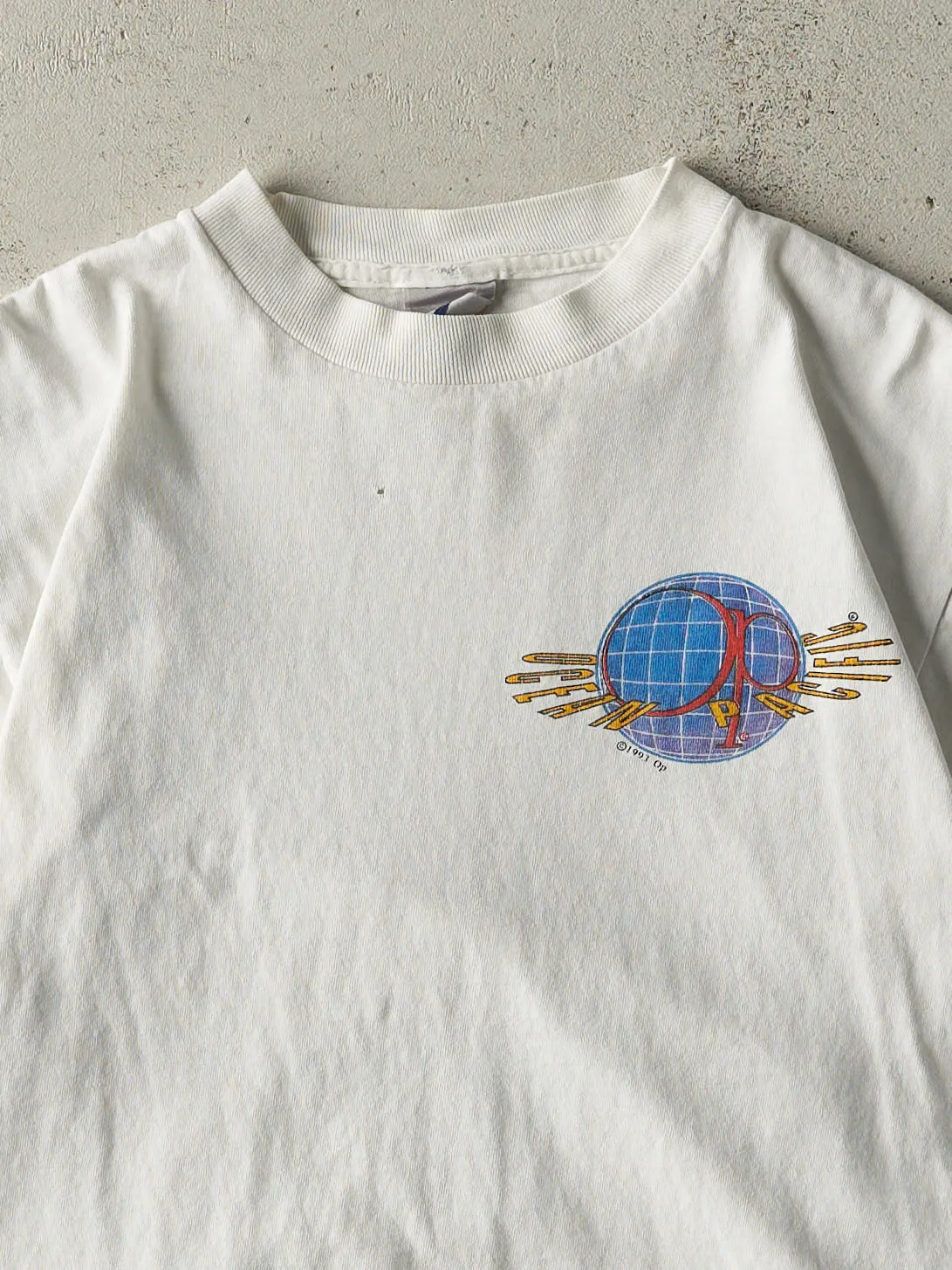 Vintage 93' White Ocean Pacific Single Stitch Tee (S) sold by Rebalance Vintage product image thumbnail 3
