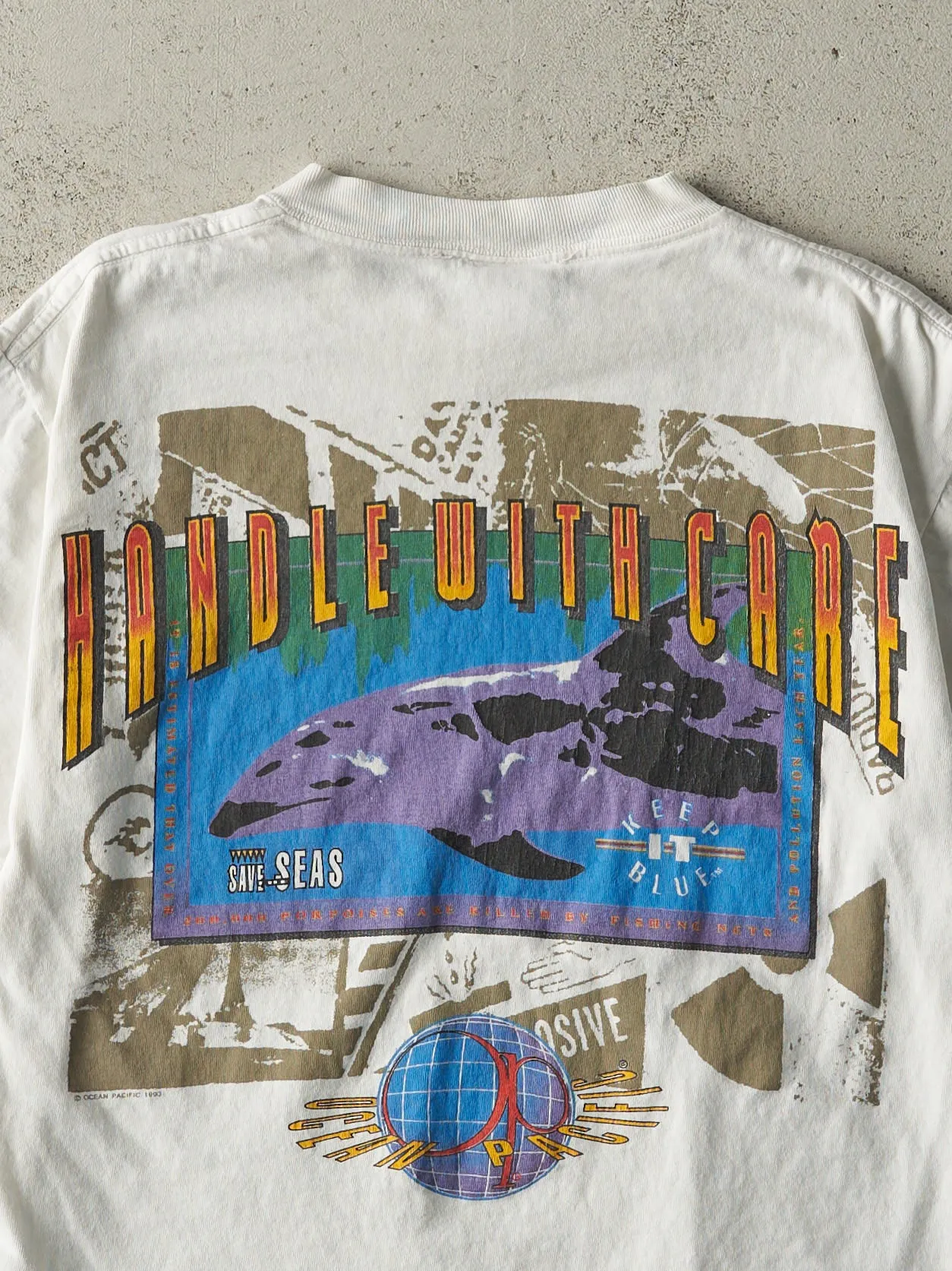 Vintage 93' White Ocean Pacific Single Stitch Tee (S) sold by Rebalance Vintage product image thumbnail 4