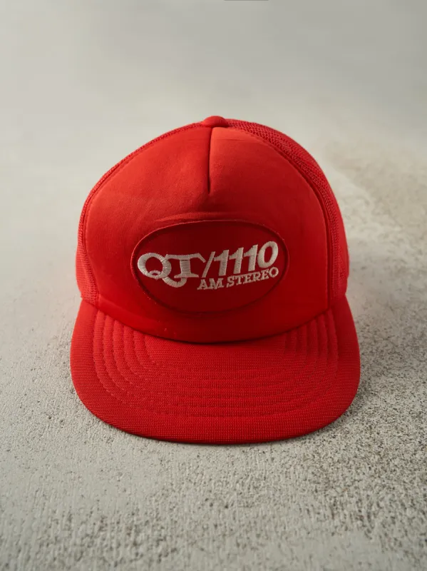 Vintage 80s Red QT 1110 AM Stereo Foam Trucker Hat sold by Rebalance Vintage