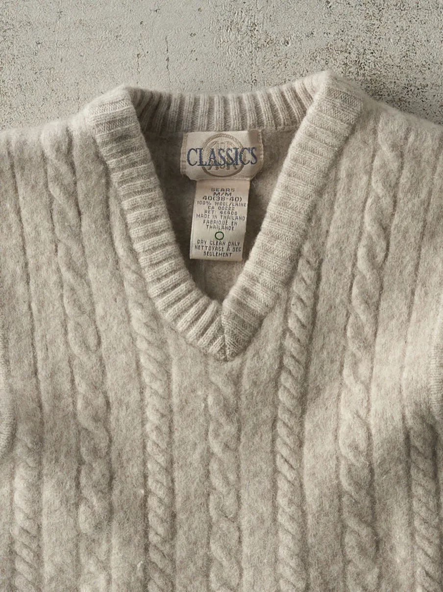 Vintage 90s Beige Cable Knit Wool Vest (S) sold by Rebalance Vintage product image thumbnail 2