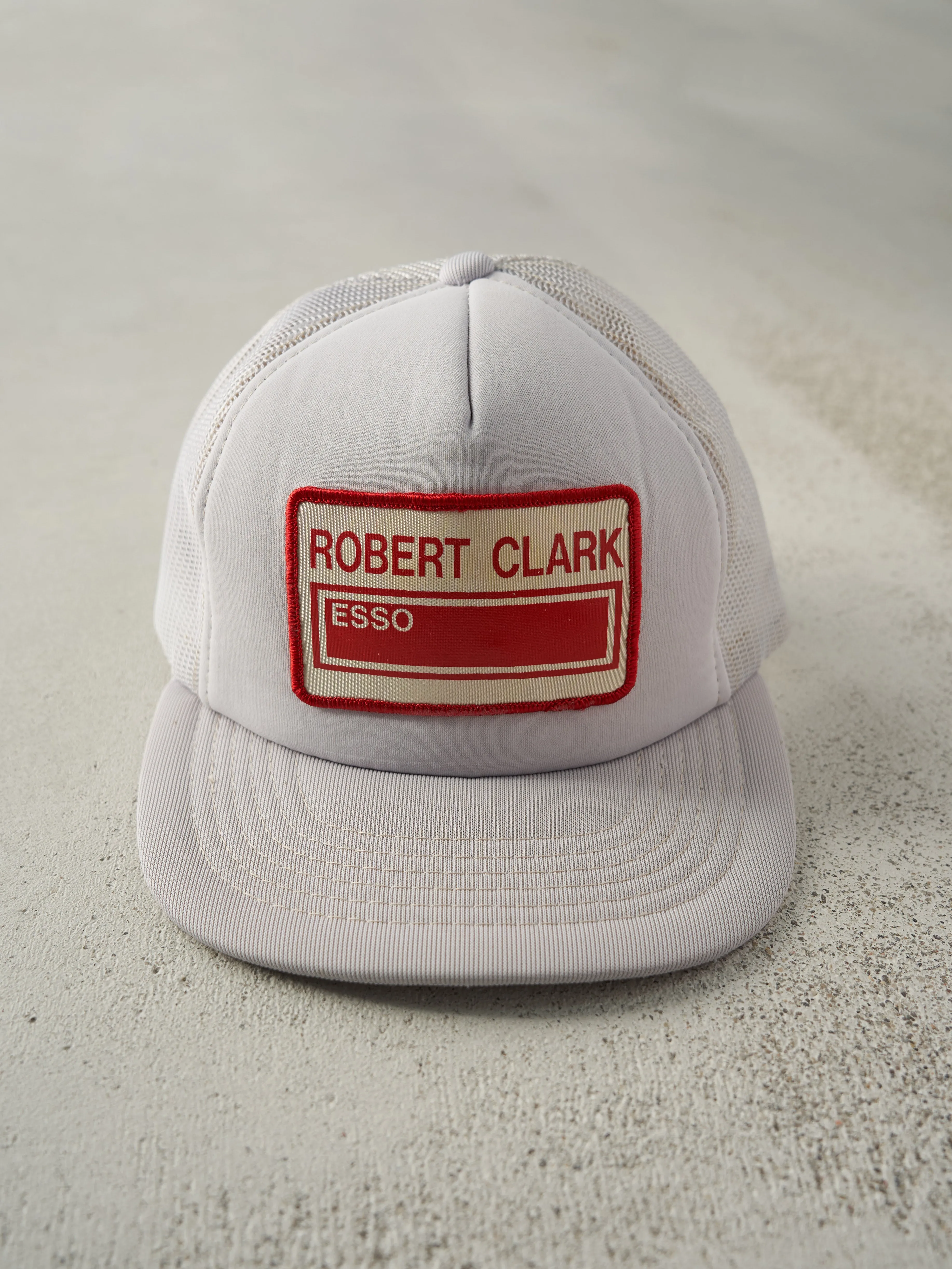 Vintage 80s Grey Robert Clark Esso Foam Trucker Hat sold by Rebalance Vintage