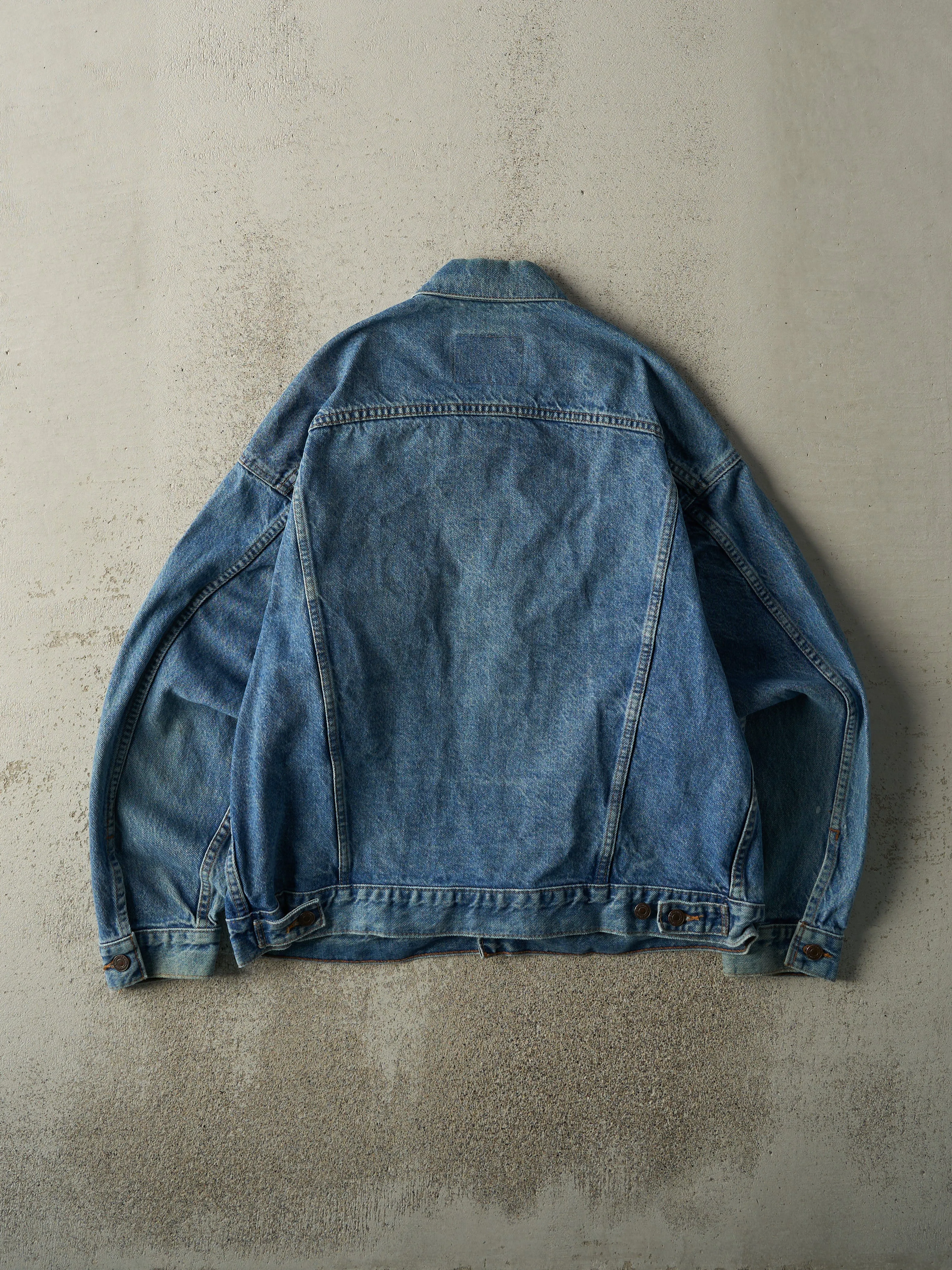 Vintage Y2K Mid Wash Embroidered Denim Jacket (XL) sold by Rebalance Vintage product image thumbnail 3
