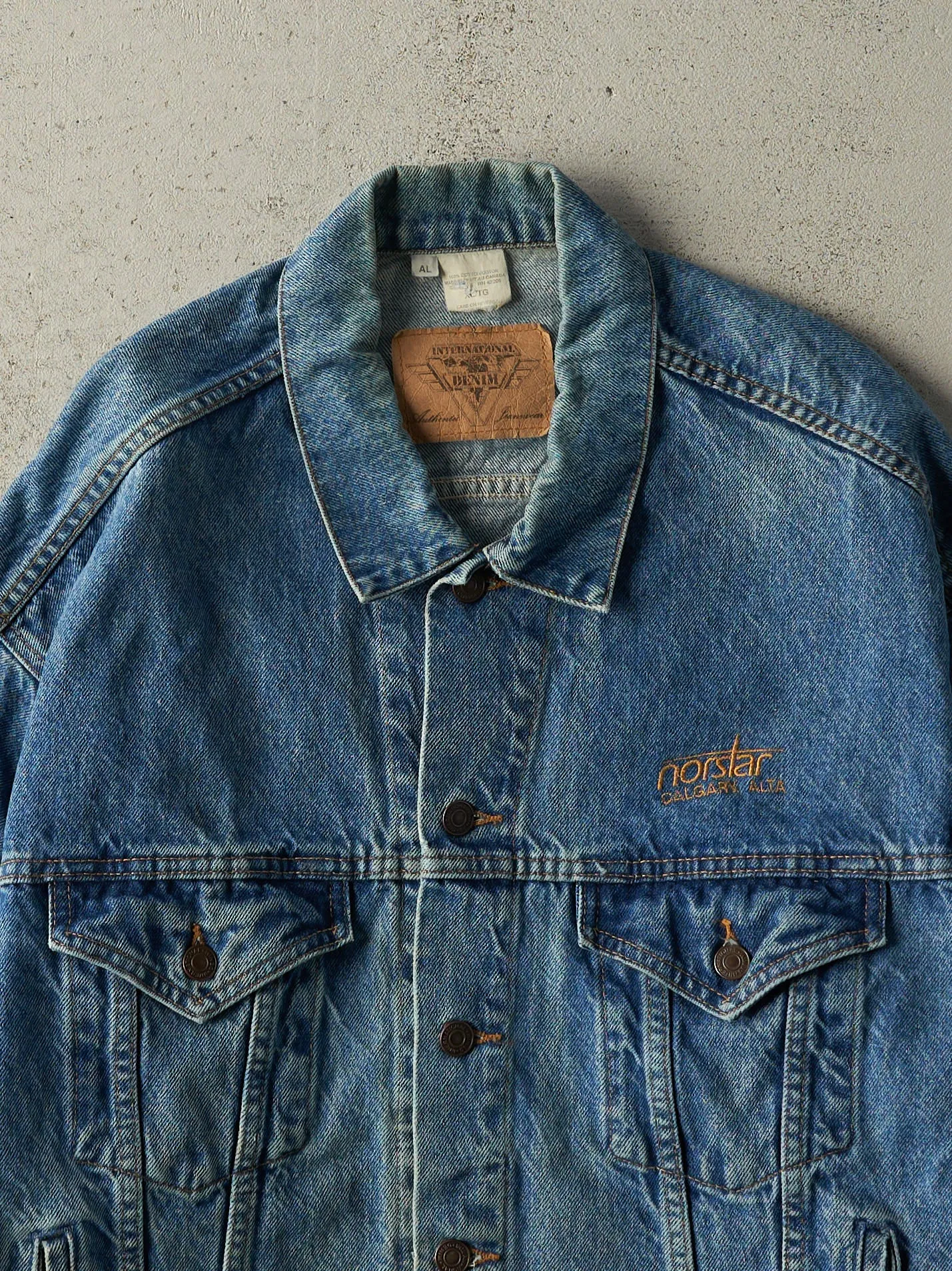 Vintage Y2K Mid Wash Embroidered Denim Jacket (XL) sold by Rebalance Vintage product image thumbnail 4