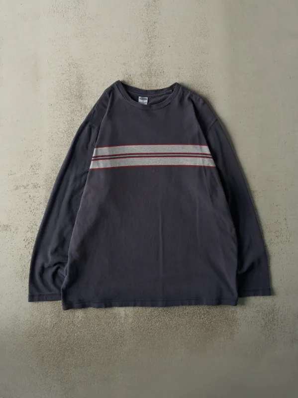 Vintage Y2K Charcoal Grey & Red Long Sleeve (L) sold by Rebalance Vintage