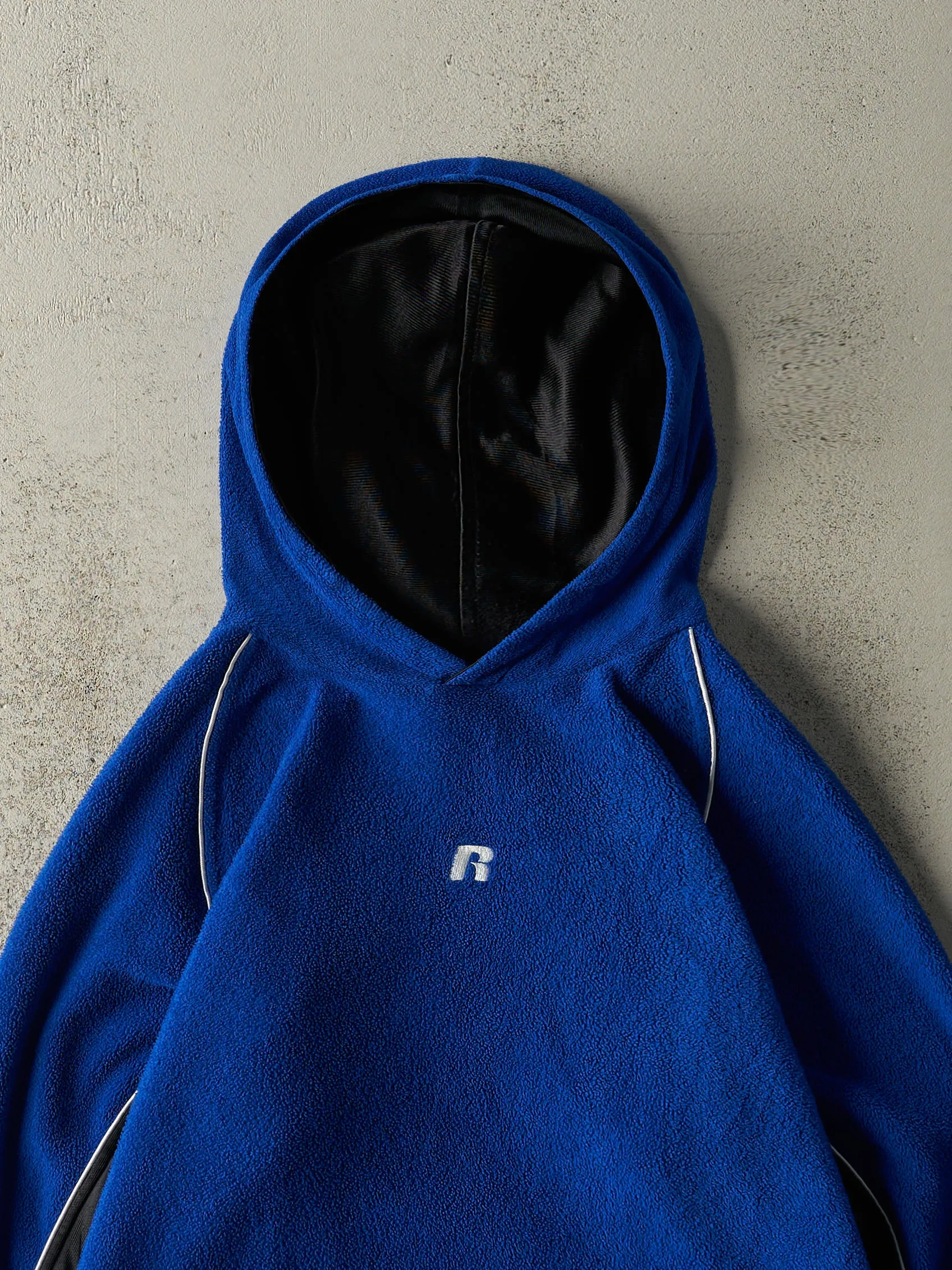 Vintage Y2K Blue & Black Russell Athletic Embroidered Fleece Hoodie (S) sold by Rebalance Vintage product image thumbnail 2