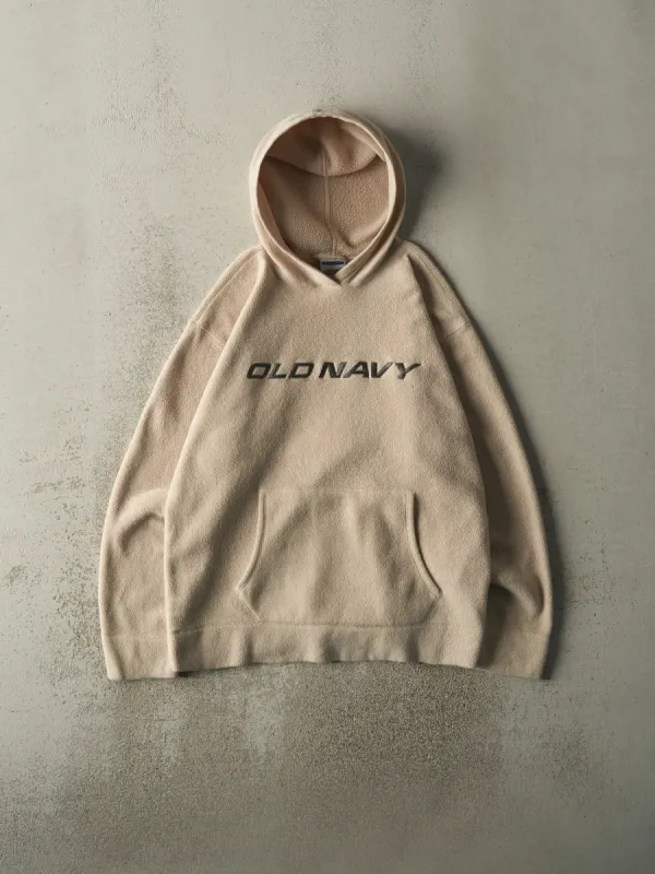 Vintage Y2K Beige Embroidered Old Navy Fleece Hoodie (L) sold by Rebalance Vintage