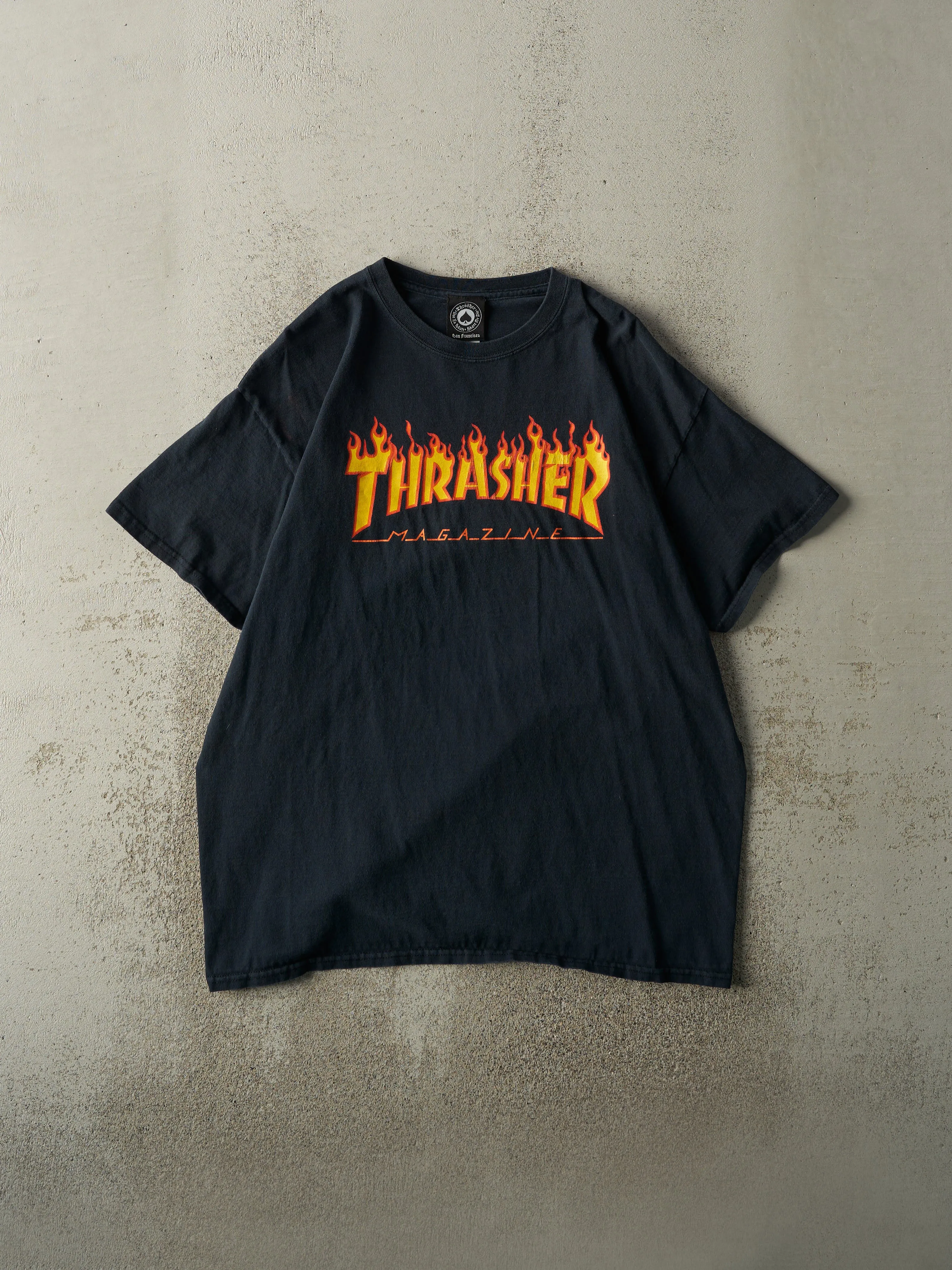 Vintage Y2K Black Thrasher Skateboard Magazine Tee (M/L) sold by Rebalance Vintage