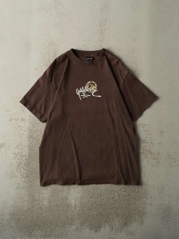 Vintage Y2K Brown Quiksilver Logo Tee (M) sold by Rebalance Vintage