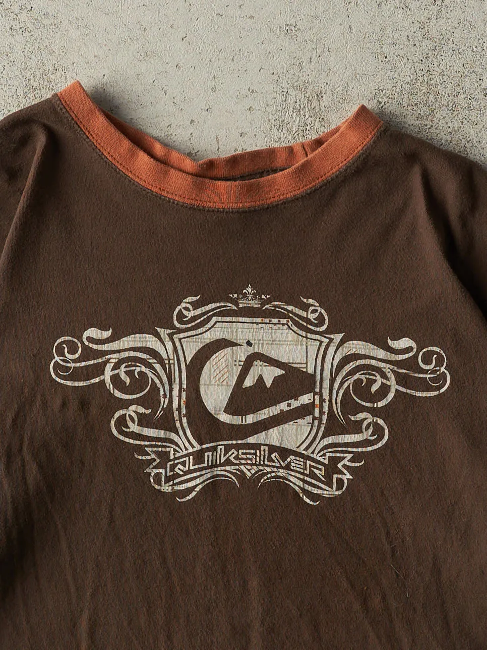 Vintage Y2K Brown & Orange Quicksilver Ringer Tee (S) sold by Rebalance Vintage product image thumbnail 2