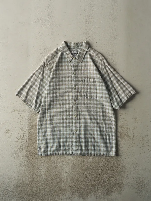 Vintage Y2K Beige & Brown Quiksilver Short Sleeve Button Up (M) sold by Rebalance Vintage