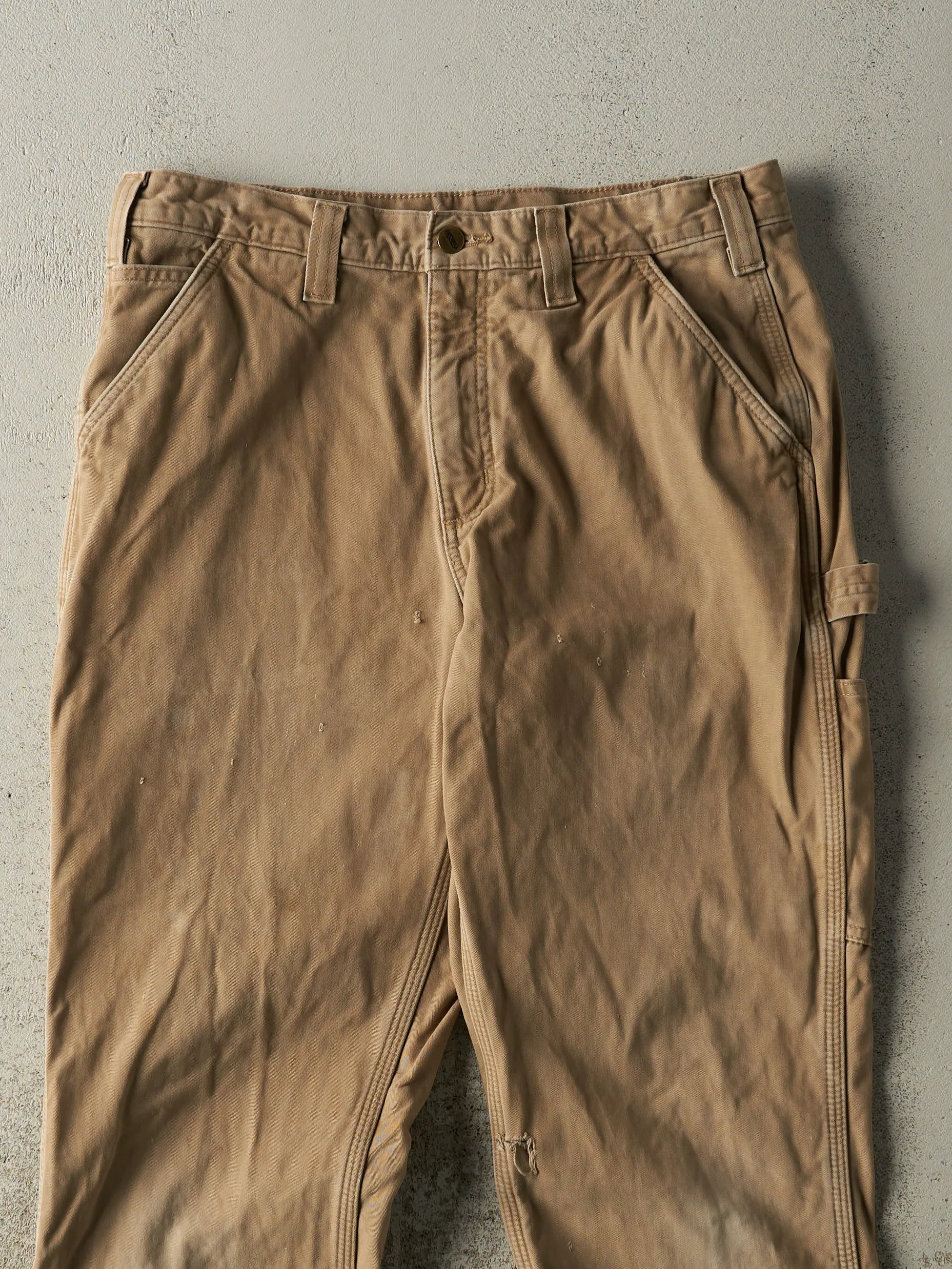 Vintage Y2K Beige Carhartt Flannel Lined Carpenter Pants (32x32) sold by Rebalance Vintage product image thumbnail 4