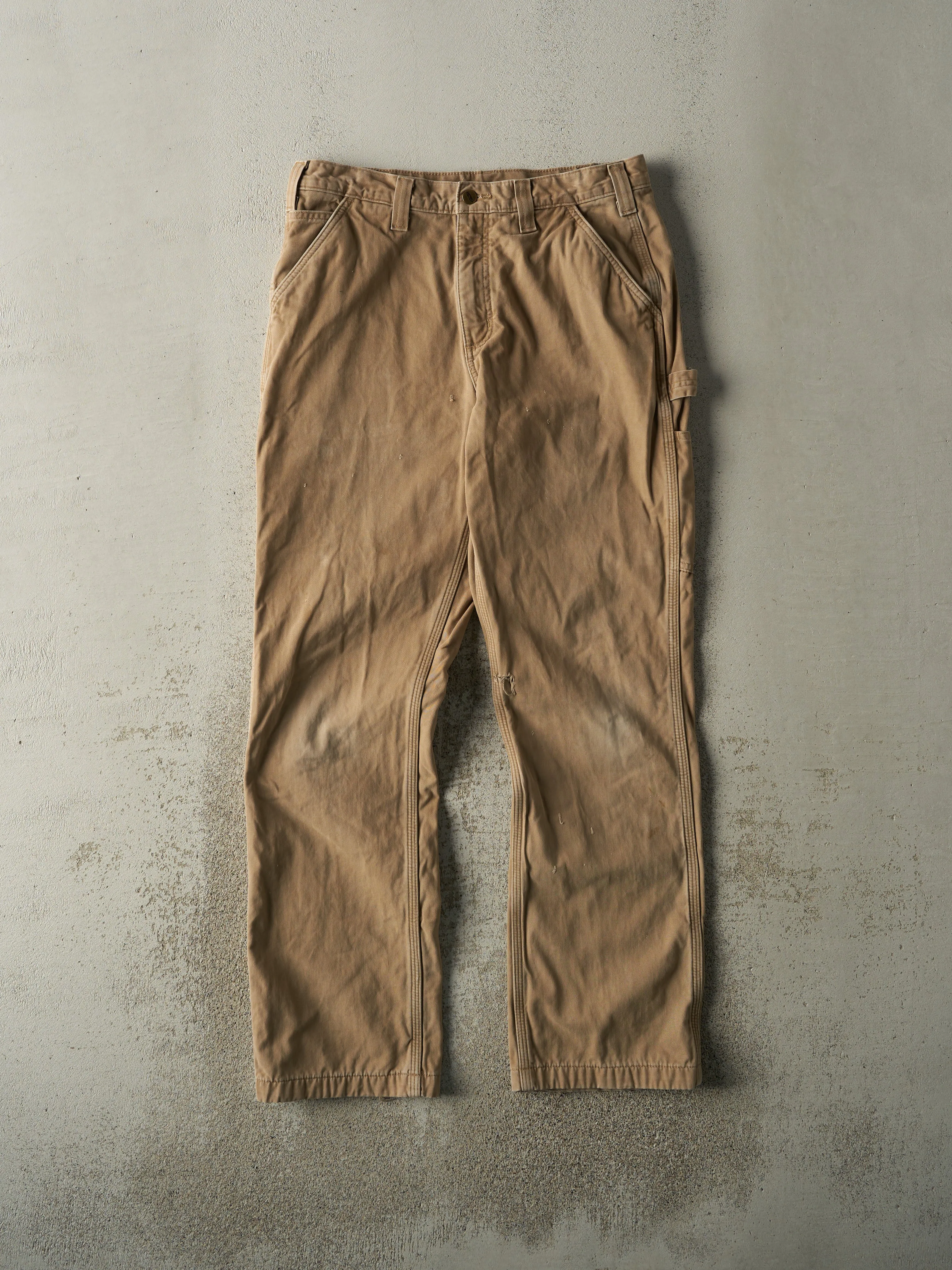 Vintage Y2K Beige Carhartt Flannel Lined Carpenter Pants (32x32) sold by Rebalance Vintage