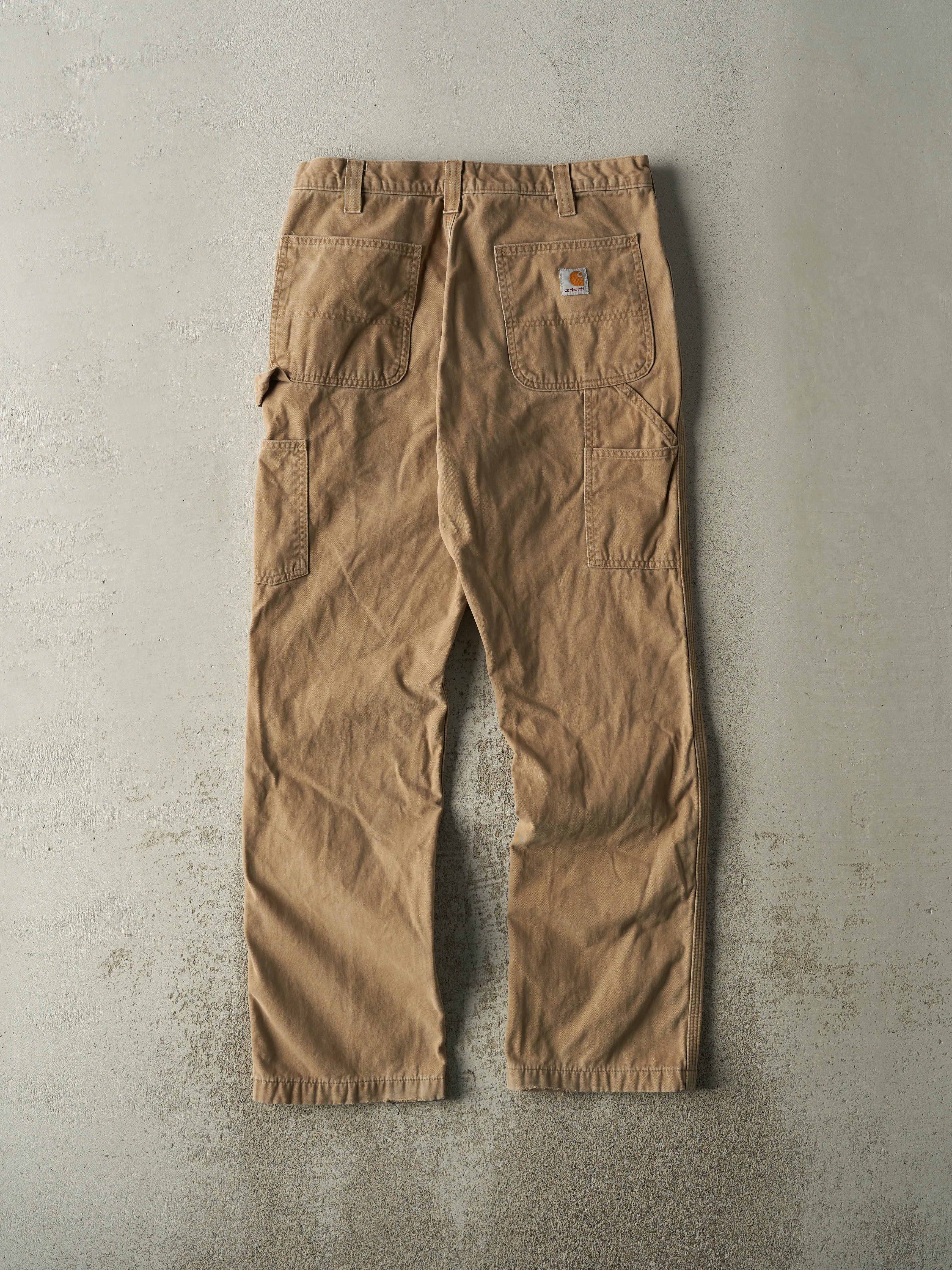 Vintage Y2K Beige Carhartt Flannel Lined Carpenter Pants (32x32) sold by Rebalance Vintage product image thumbnail 3