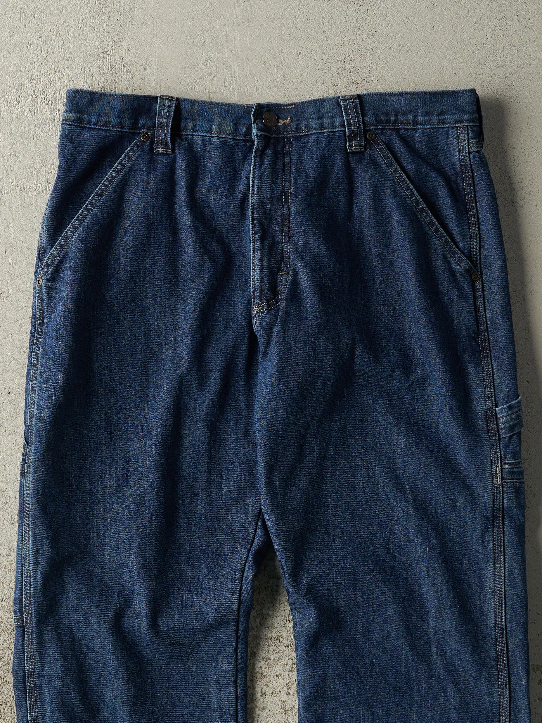 Vintage 90s Dark Wash Wrangler Fleece Lined Carpenter Jeans (35x29) sold by Rebalance Vintage product image thumbnail 4