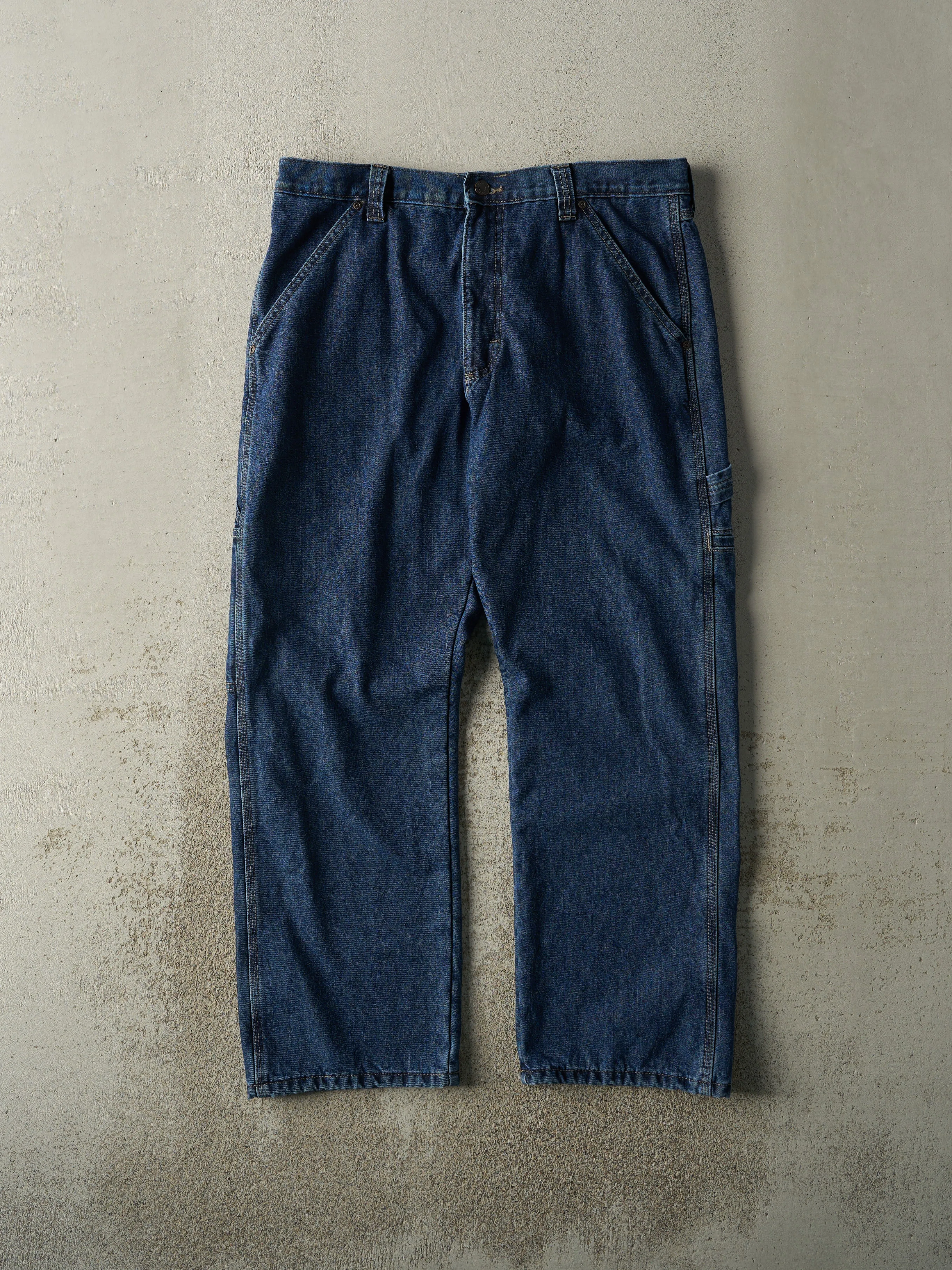 Vintage 90s Dark Wash Wrangler Fleece Lined Carpenter Jeans (35x29) sold by Rebalance Vintage