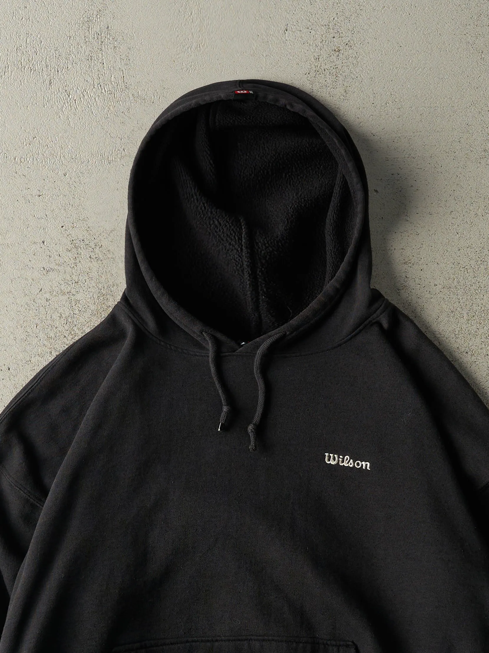 Vintage 90s Black Embroidered Wilson Boxy Hoodie (XXL) sold by Rebalance Vintage product image thumbnail 2