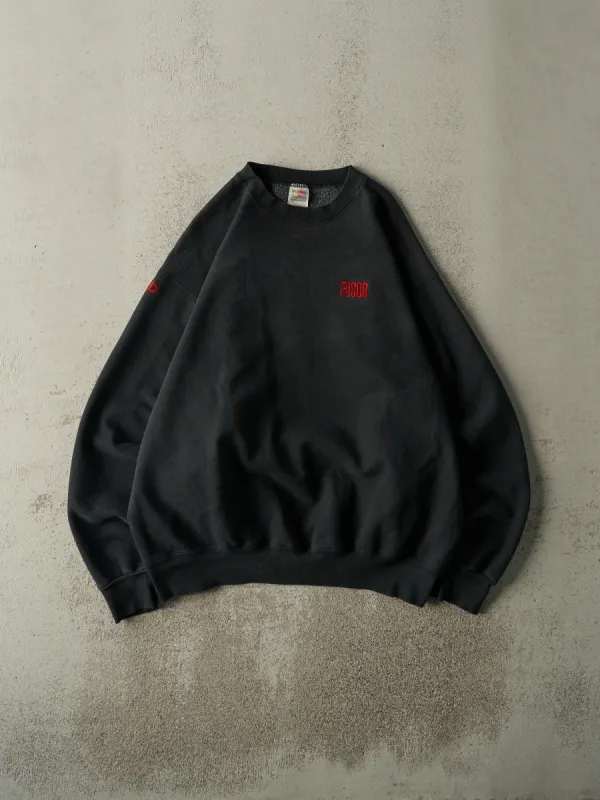 Vintage 90s Faded Black Fusor Embroidered Crewneck (L) sold by Rebalance Vintage