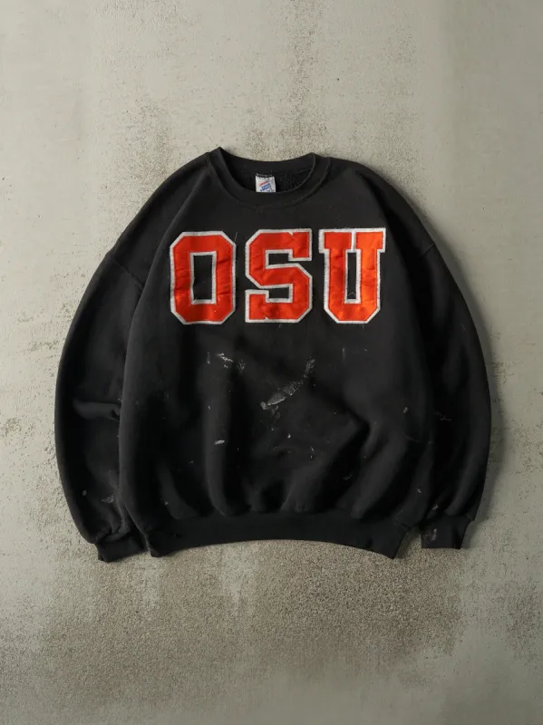 Vintage 90s Black Embroidered OSU Boxy Crewneck (XL) sold by Rebalance Vintage