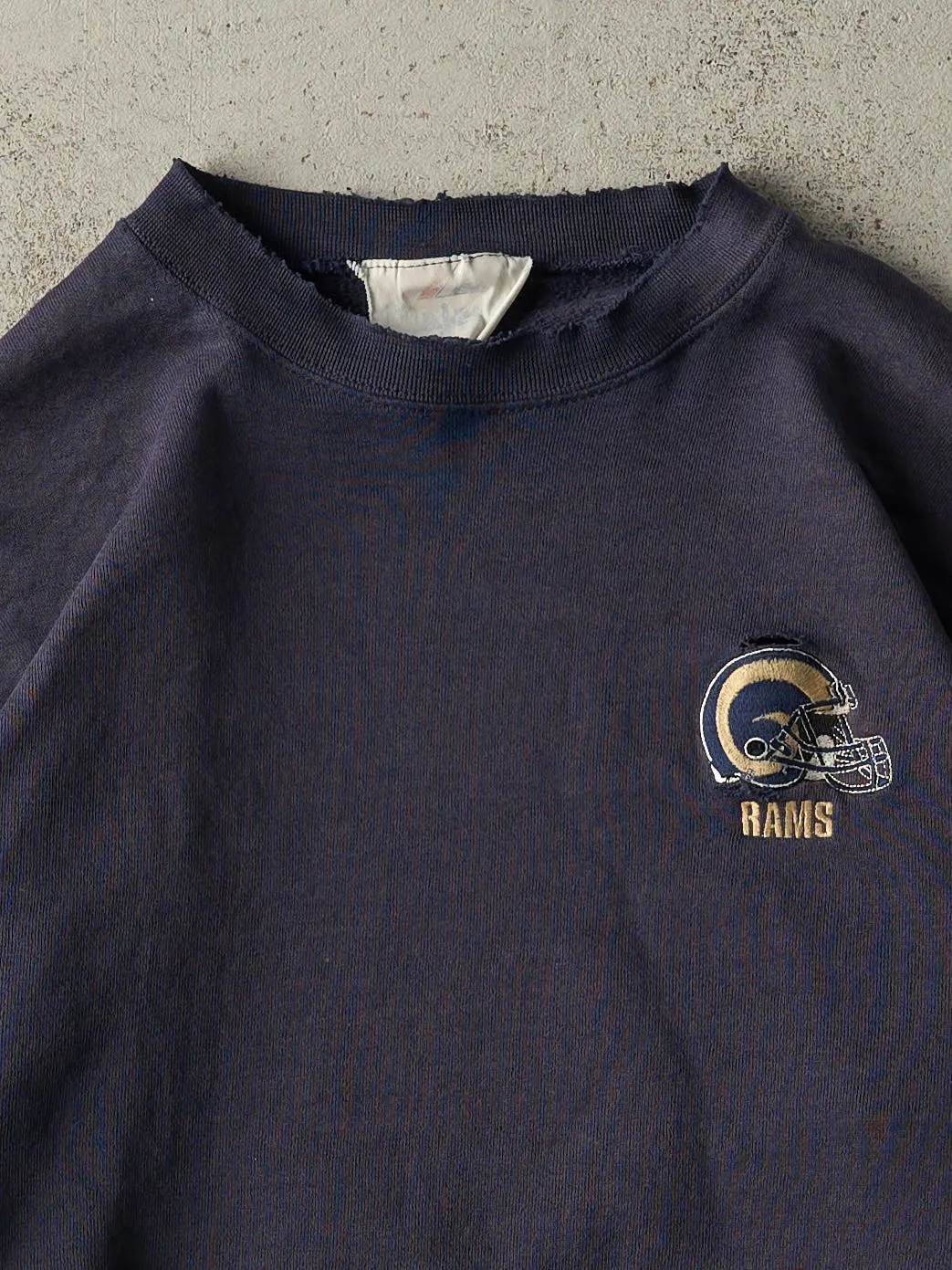 Vintage 90s Navy Blue Embroidered St. Louis Rams Crewneck (M) sold by Rebalance Vintage product image thumbnail 2