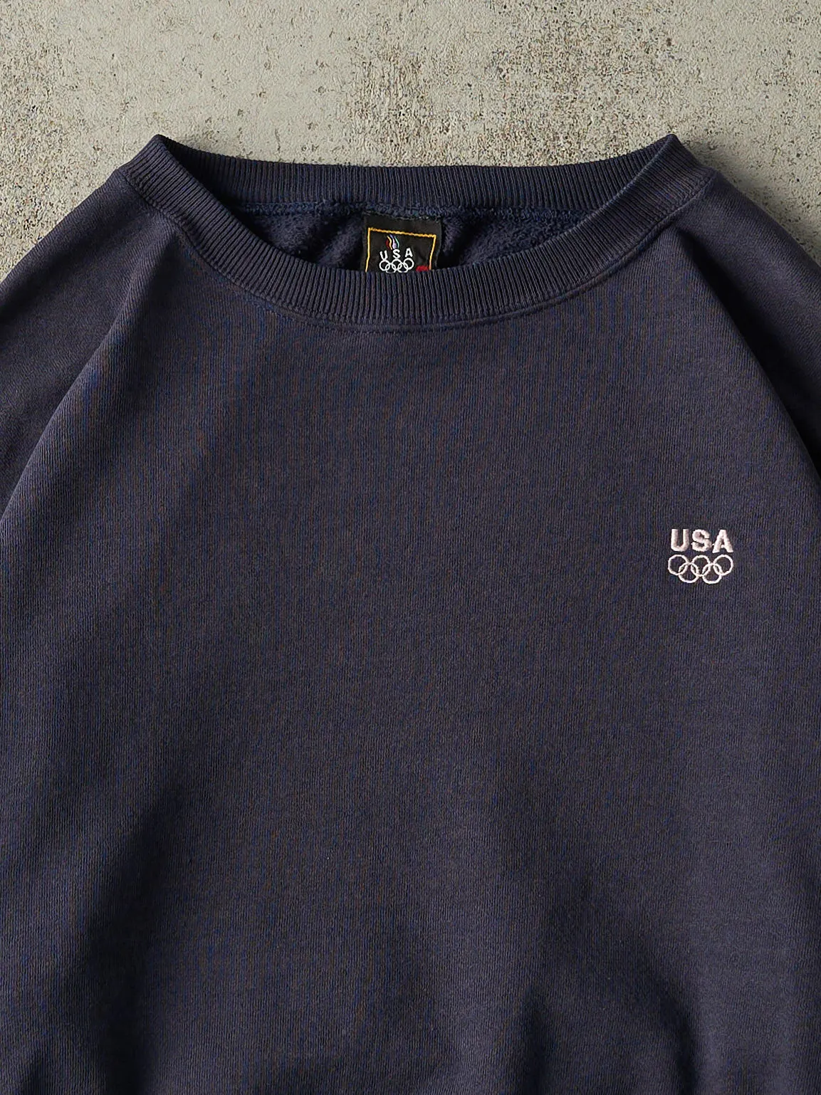 Vintage 90s Navy Blue Embroidered USA Olympics Boxy Crewneck (L) sold by Rebalance Vintage product image thumbnail 2