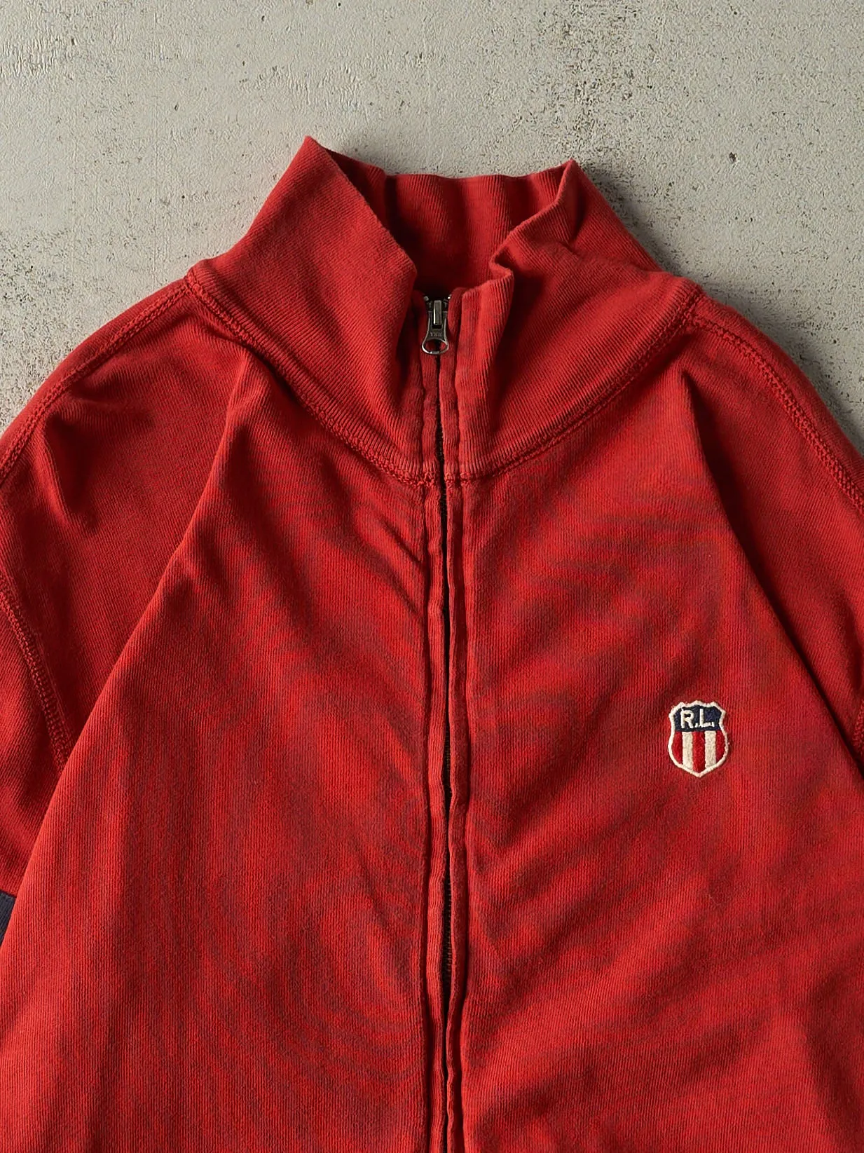 Vintage Y2K Red Embroidered Polo Ralph Lauren Zip Up Sweater (L) sold by Rebalance Vintage product image thumbnail 2