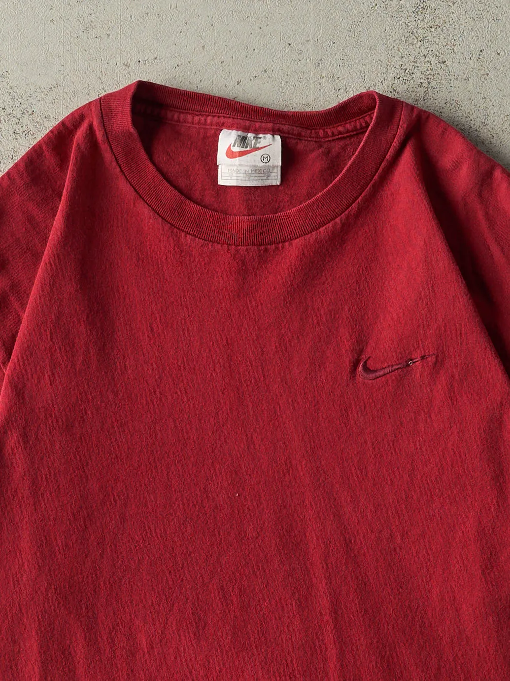 Vintage 90s Red Nike Tonal Embroidered Swoosh Tee (M) sold by Rebalance Vintage product image thumbnail 2