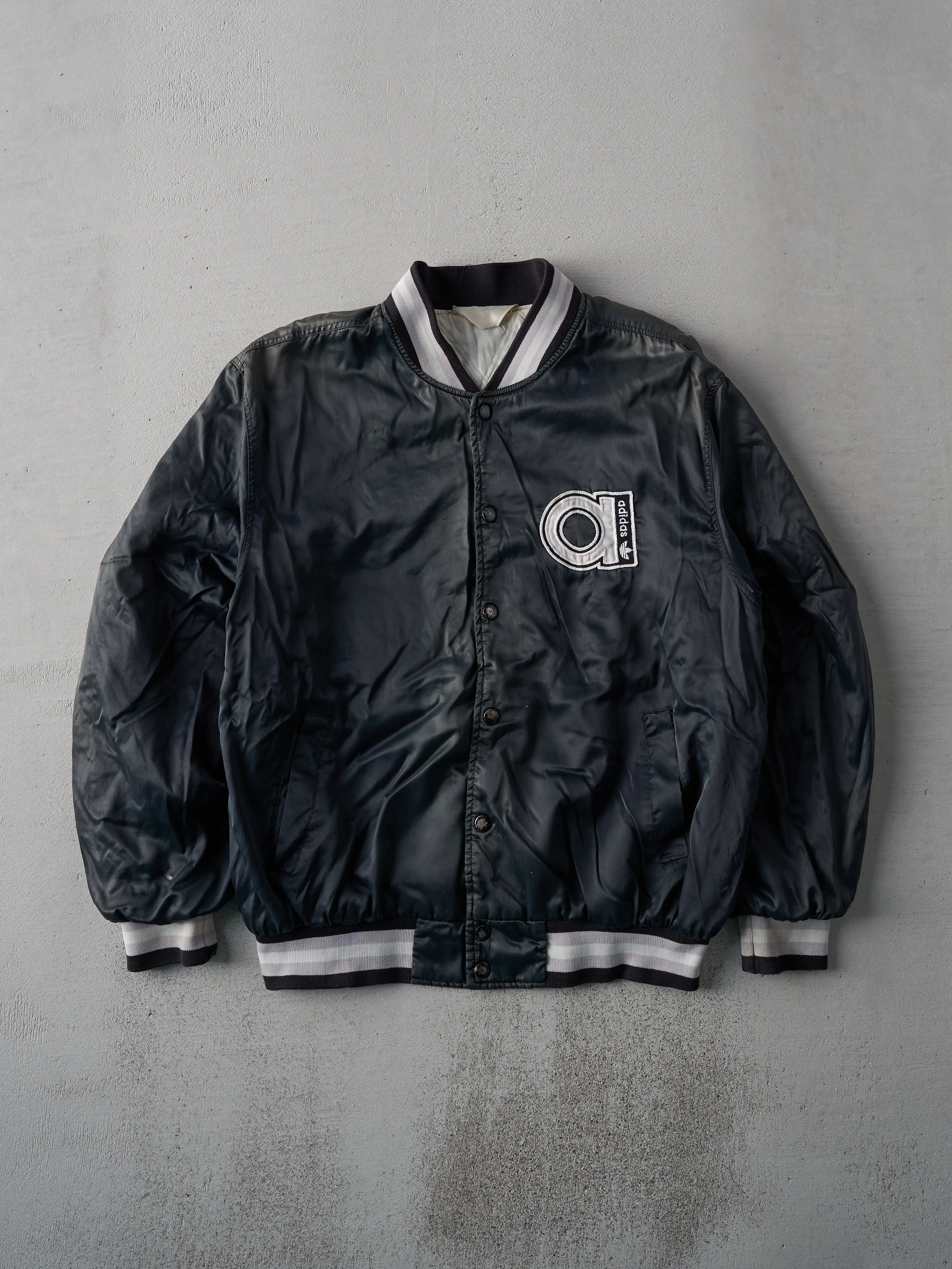 Vintage 70s RARE Black Adidas Satin Bomber (M/L) sold by Rebalance Vintage